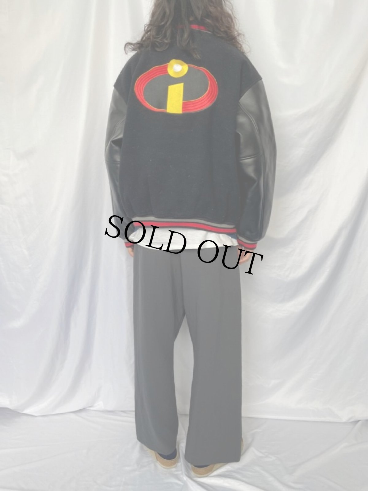 画像4: 2000's DISNEY "THE INCREDIBLES" ロゴ刺繍 メルトンスタジャン L (4)