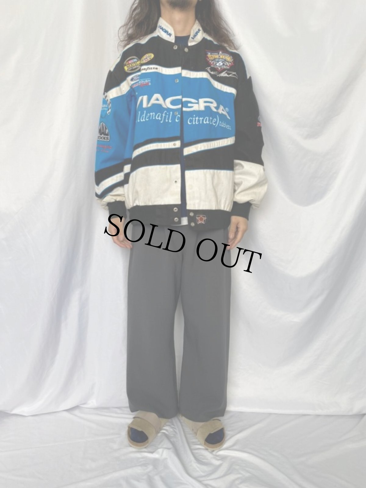 画像2: JEFF HAMILTON "VIAGRA" 刺繍 レーシングジャケット L (2)