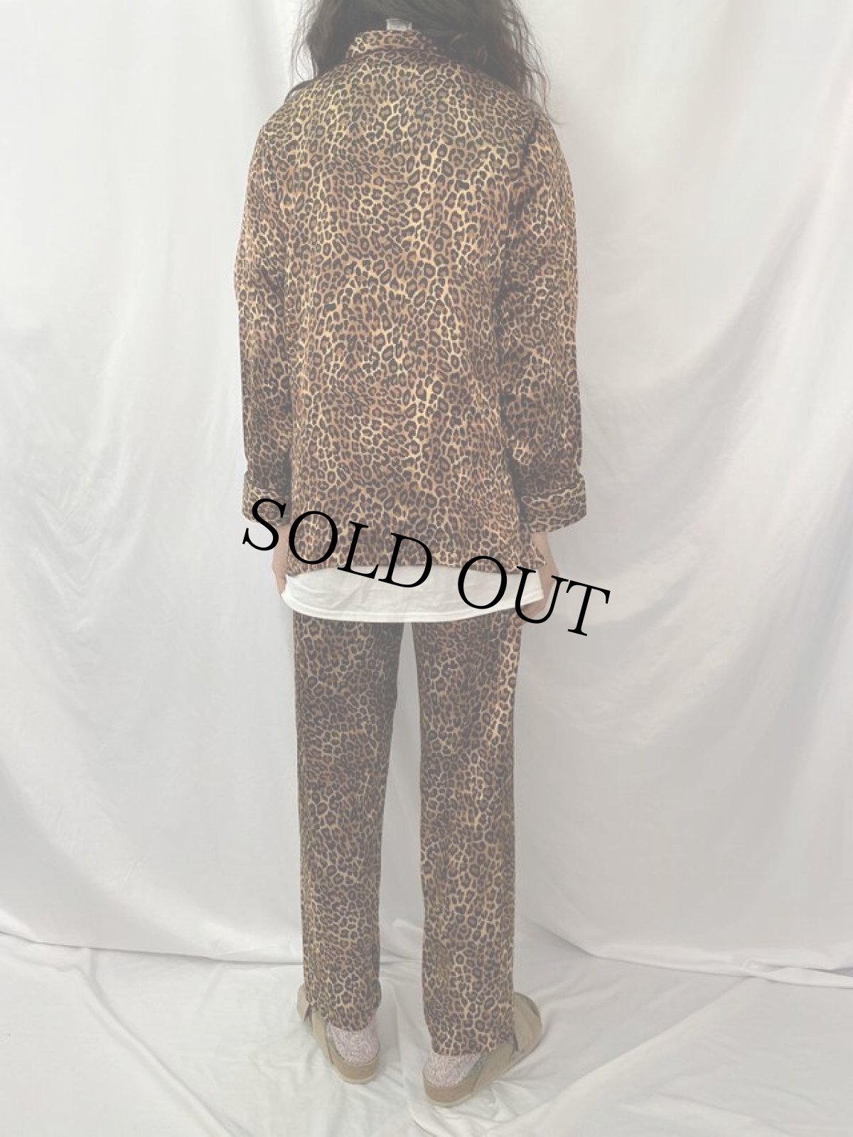 画像6: 90's〜 レオパード柄 パジャマシャツ/イージーパンツ SETUP S (6)