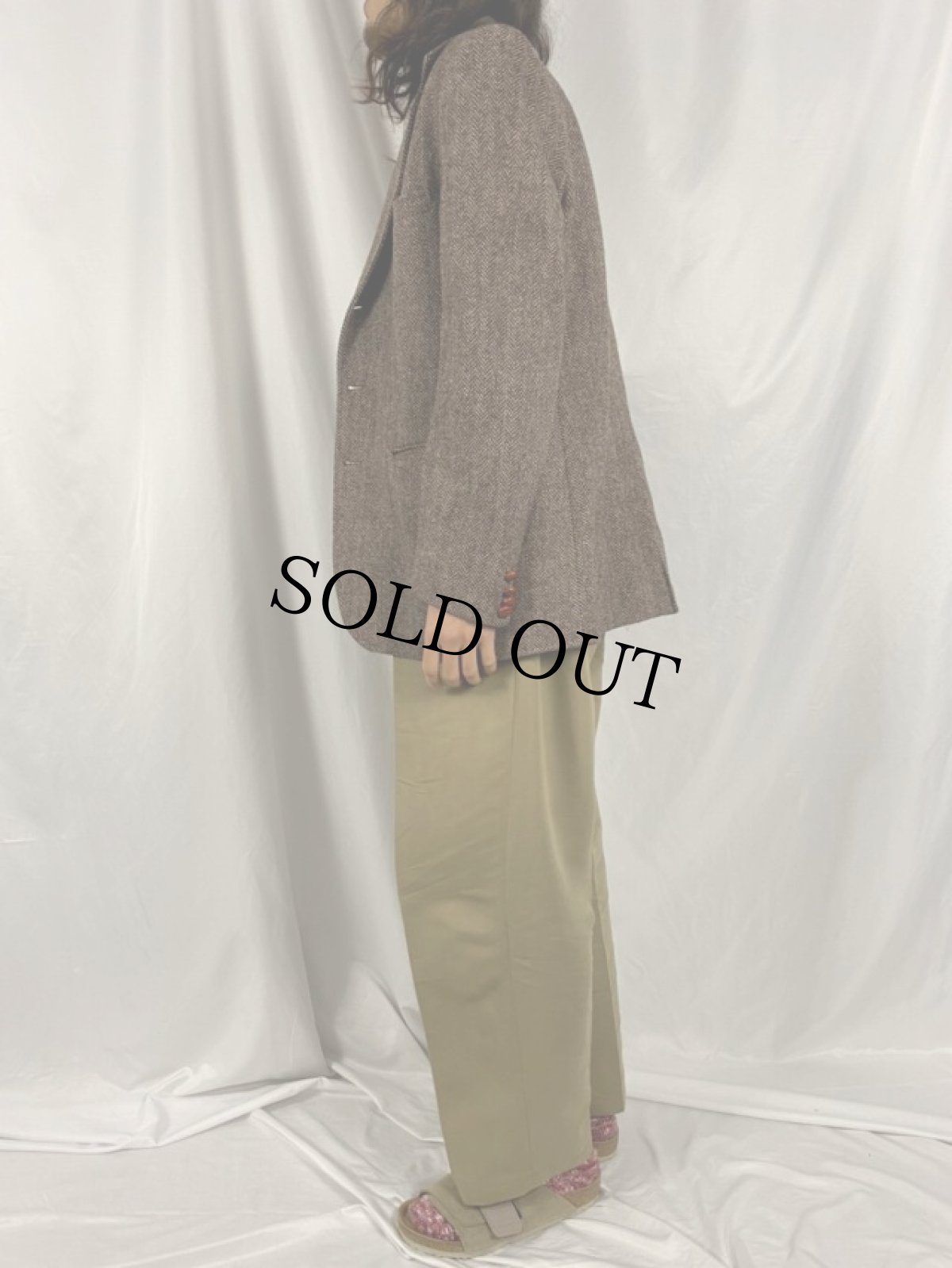 画像3: 90's〜 ORVIS ENGLAND製 "HARRIS TWEED" へリンボーン テーラードジャケット 38R (3)