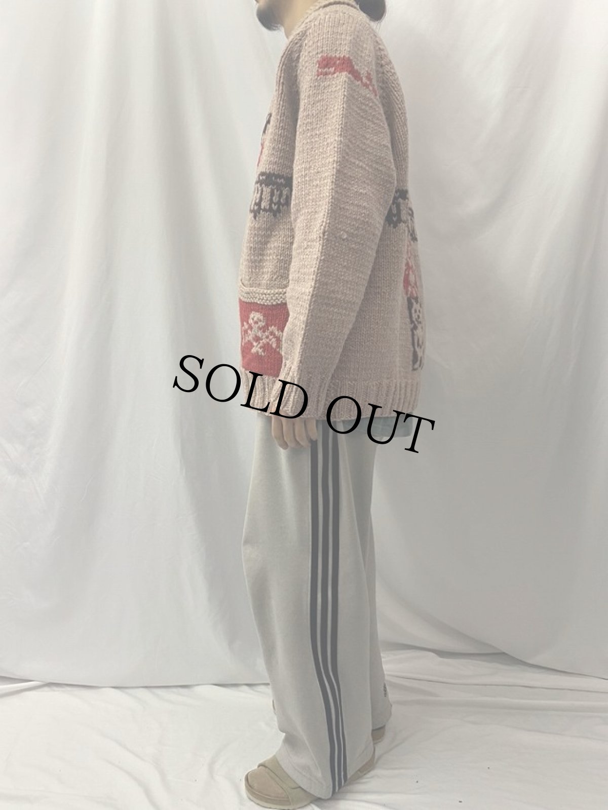 画像4: 60's トーテムポール柄 ショールカラー カウチンニットジャケット (4)