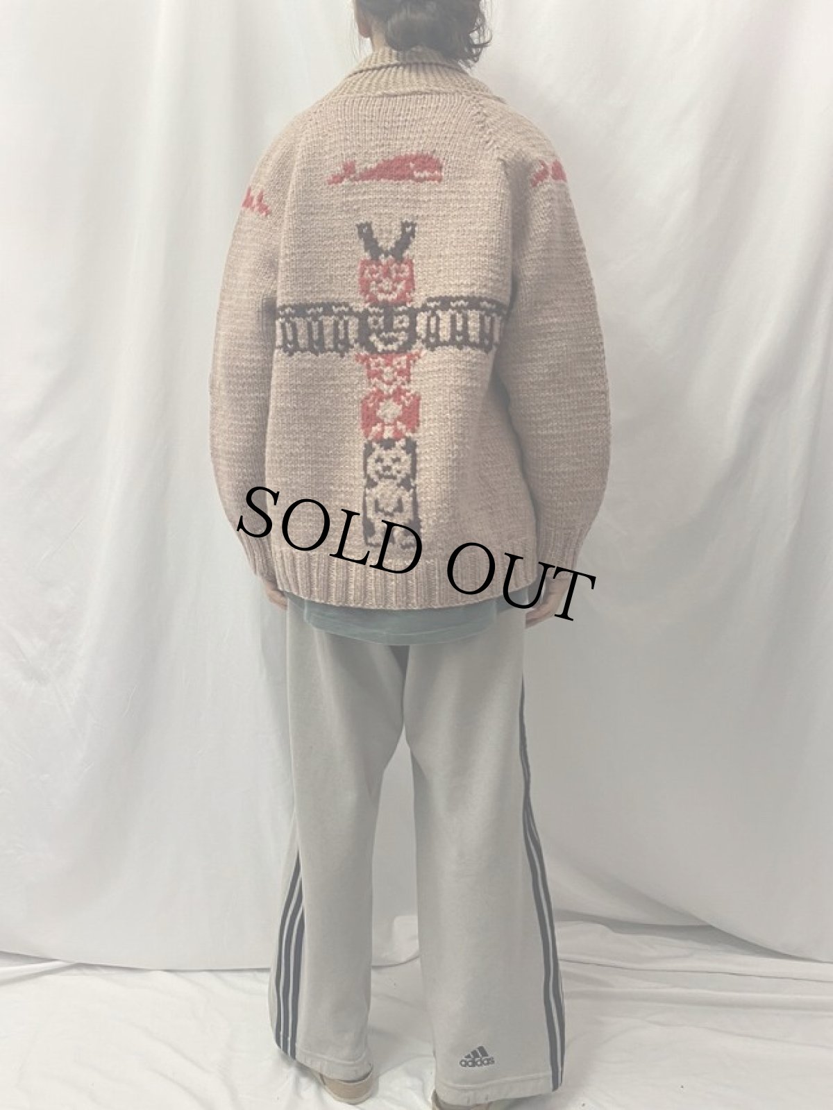 画像5: 60's トーテムポール柄 ショールカラー カウチンニットジャケット (5)