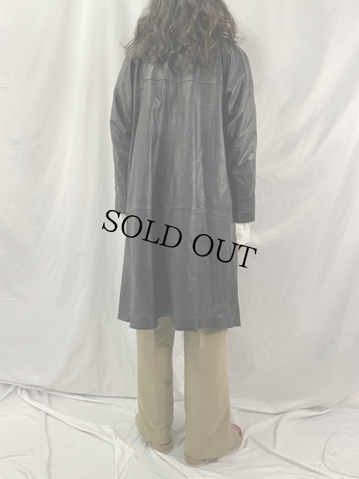 画像4: ダブルブレスト レザーロングコート (4)