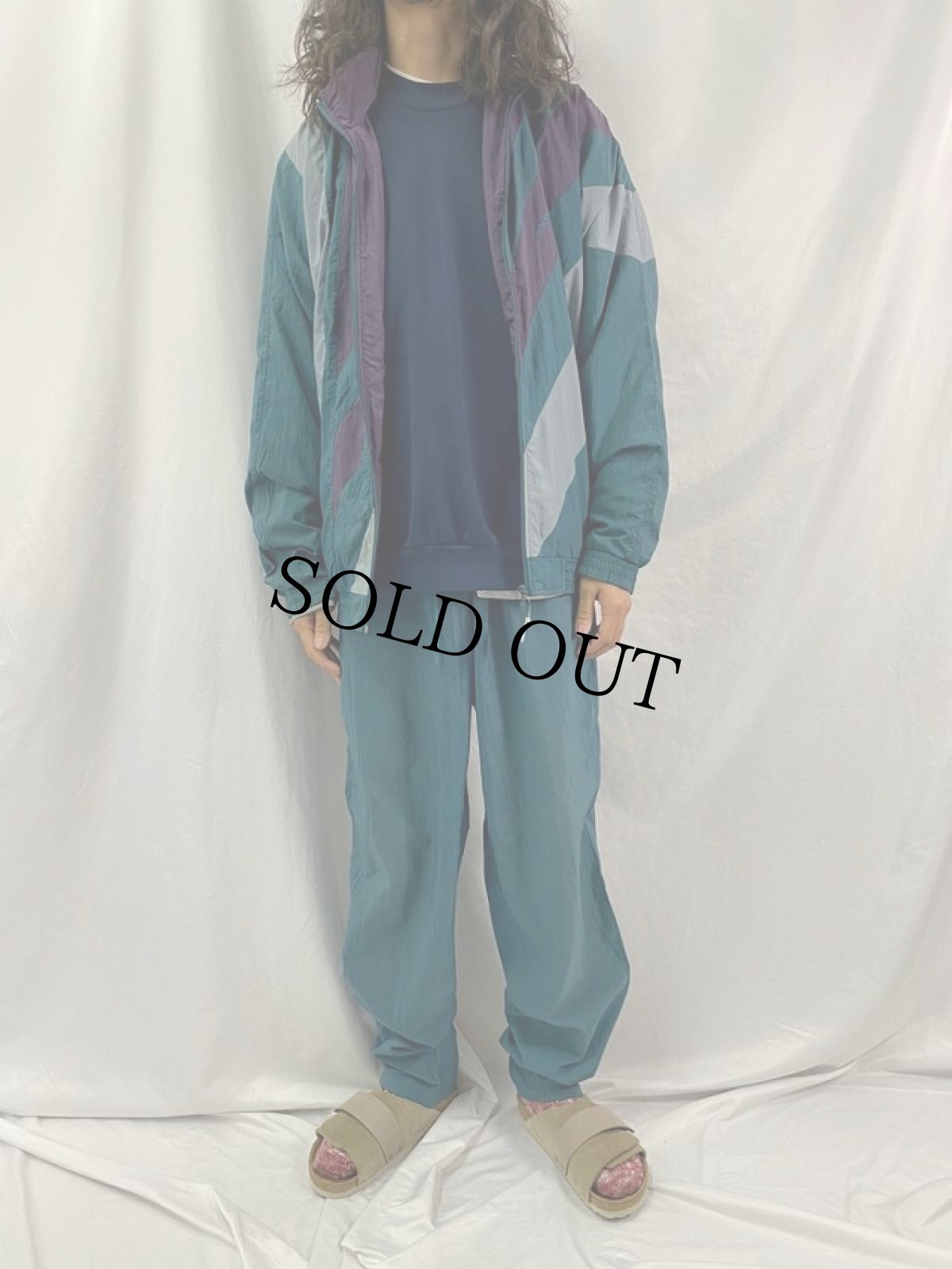 画像4: 90's adidas 銀タグ ロゴ刺繍 ジップジャージ/パンツ L (4)