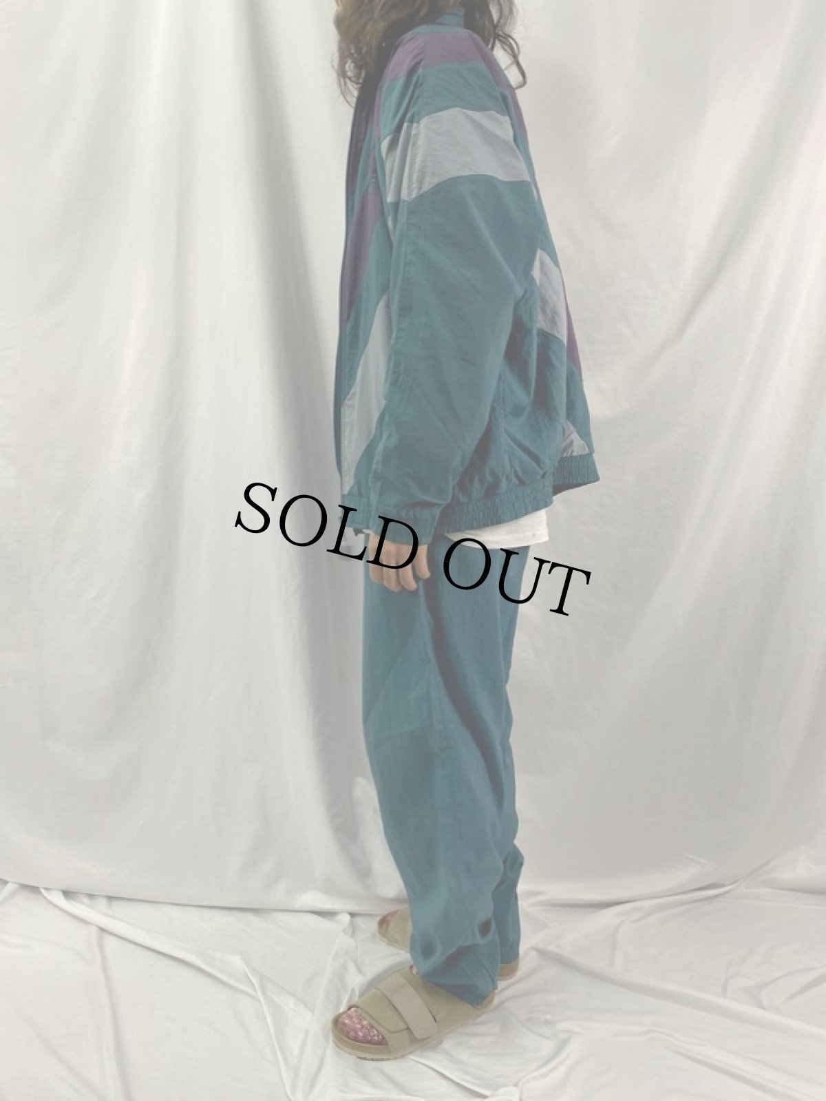 画像5: 90's adidas 銀タグ ロゴ刺繍 ジップジャージ/パンツ L (5)