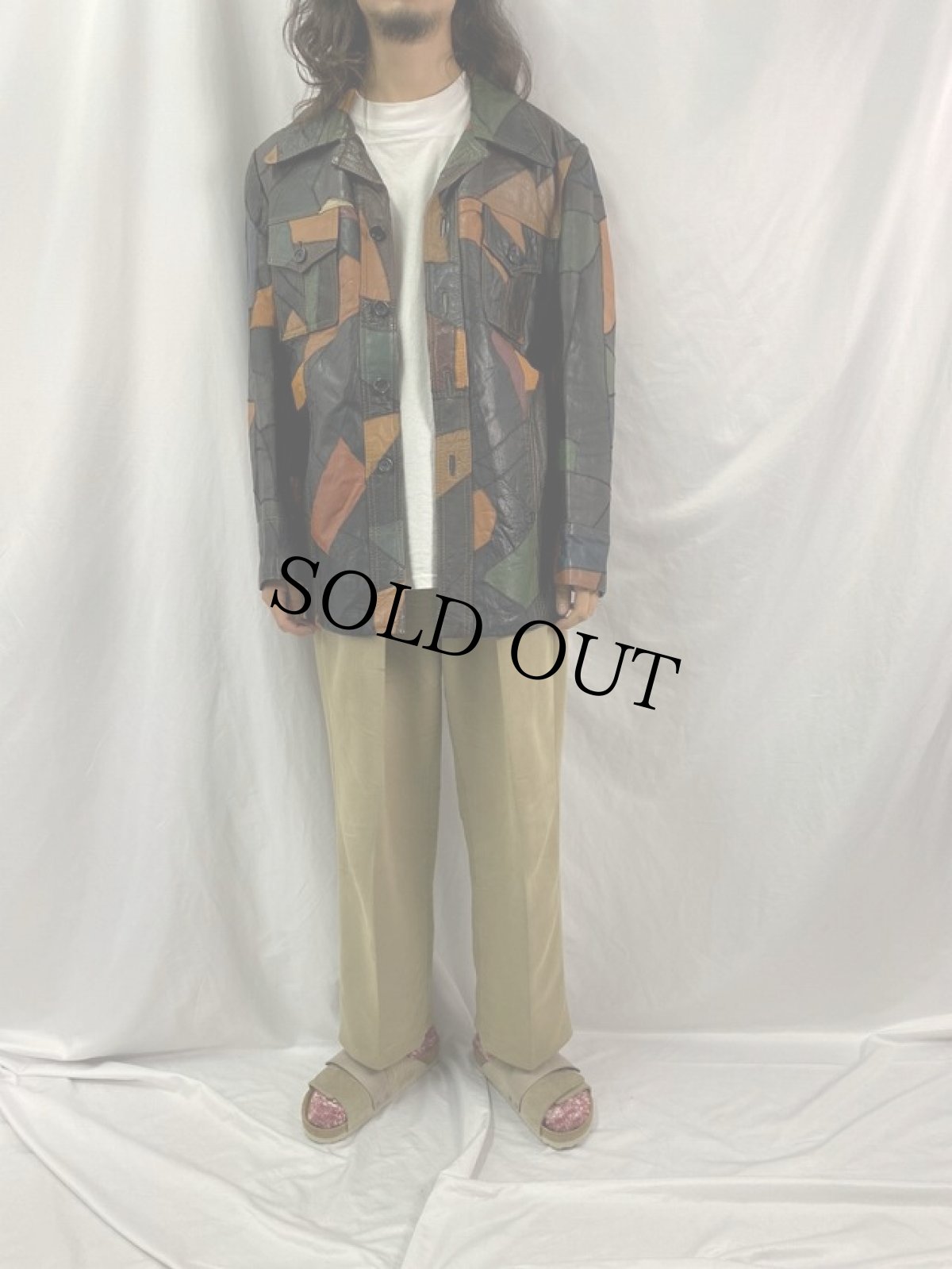 画像2: 70's Condor INTERNATIONAL クレイジーパターン レザージャケット XL (2)