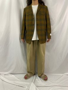 画像2: 60〜70's ALLEN MFG オンブレーチェック柄 ウエスタンデザイン ウールジャケット 42 (2)