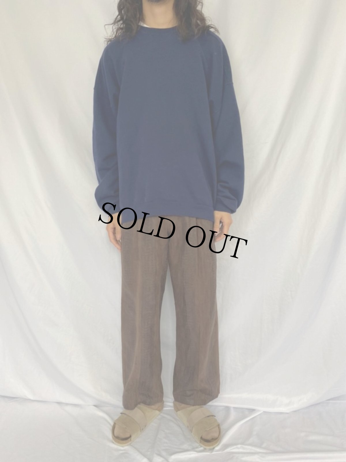 画像2: 型押しクロコ 1タック フェイクスウェードパンツ W32 (2)