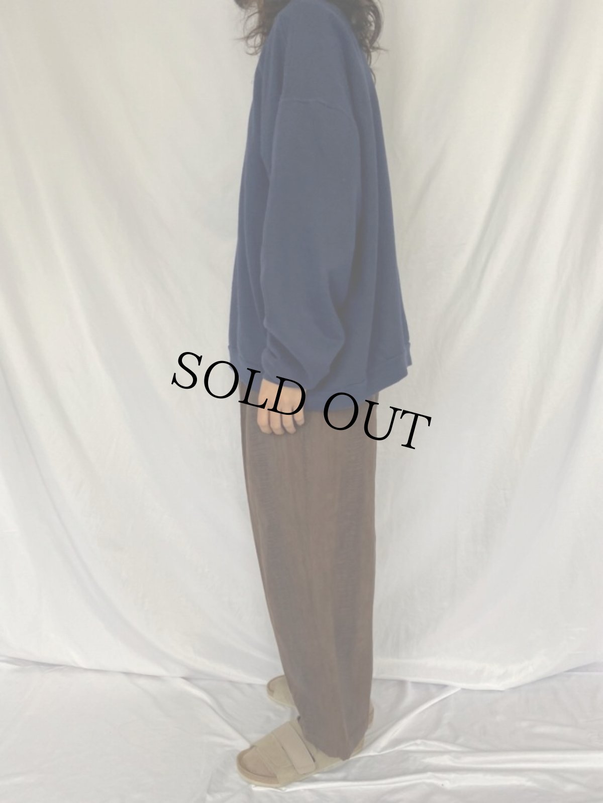 画像3: 型押しクロコ 1タック フェイクスウェードパンツ W32 (3)