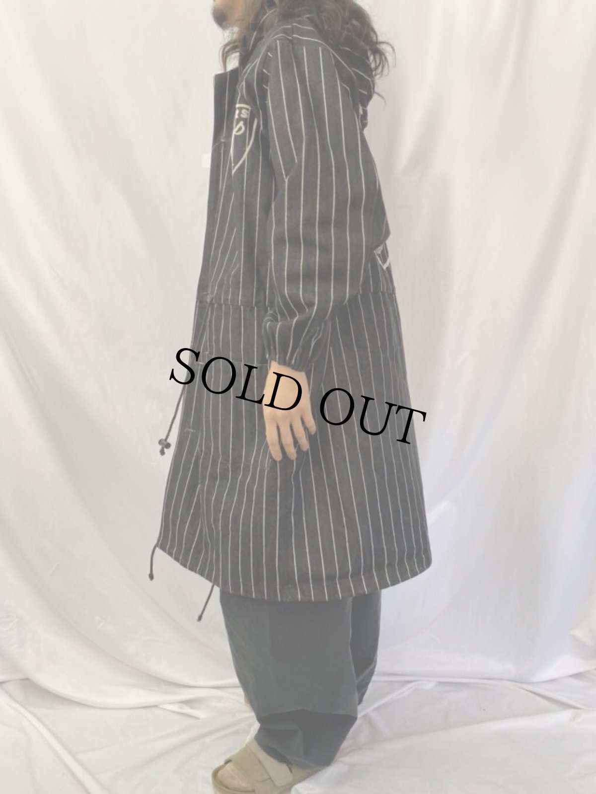 画像3: RAIDERS フットボールチーム ロゴプリント ストライプ柄 デニムコート S/M (3)