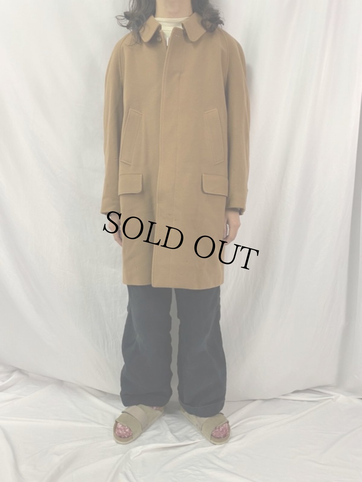 画像2: 90's Burberrys ENGLAND製 カシミア混 ウールメルトンステンカラーコート (2)