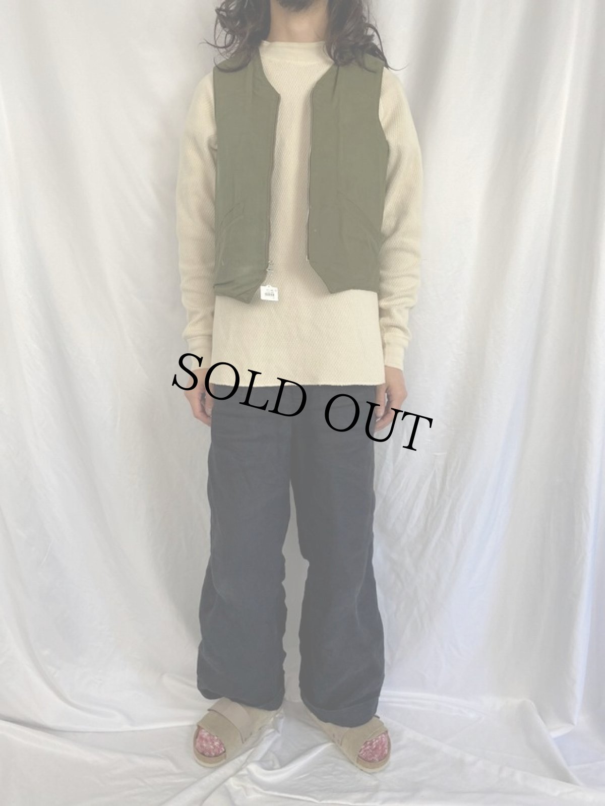 画像2: 40's ヘリンボーンツイル ジップボアベスト (2)