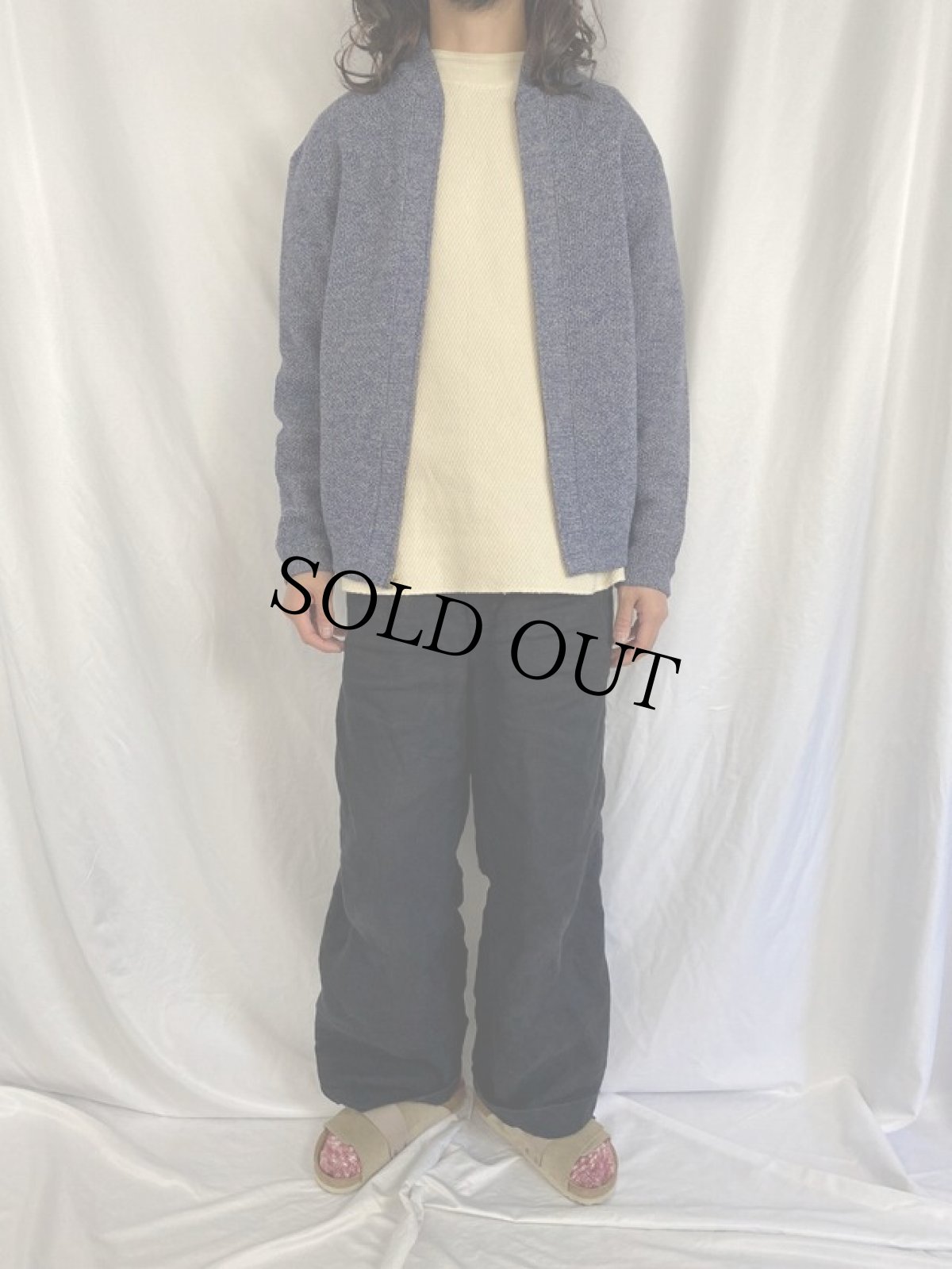 画像2: 60's COLUMBIA KNIT "THUNDERBIRD" ウールニットジップジャケット L (2)