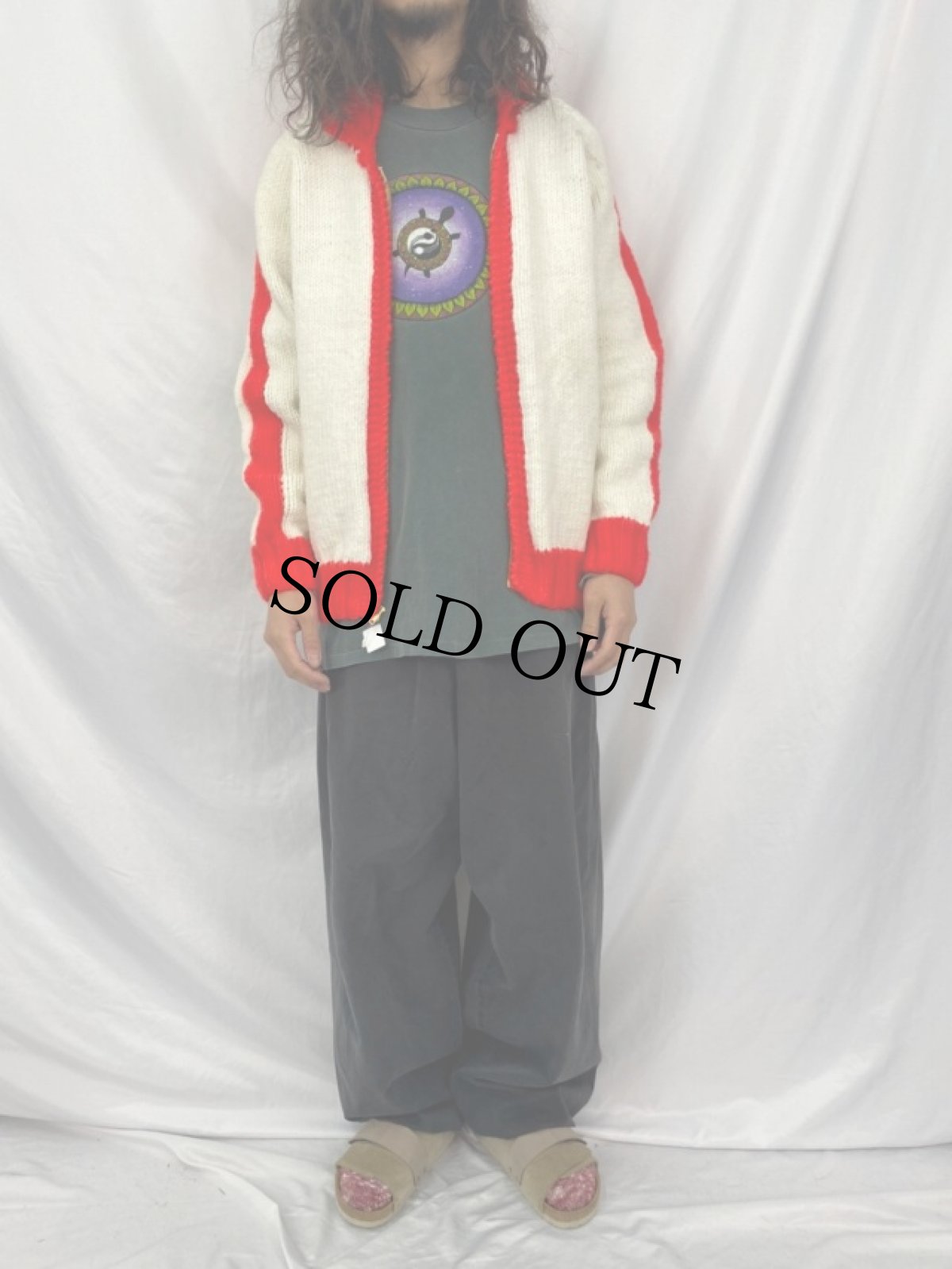 画像2: 60's モーターサイクル柄 カウチンニットジャケット (2)