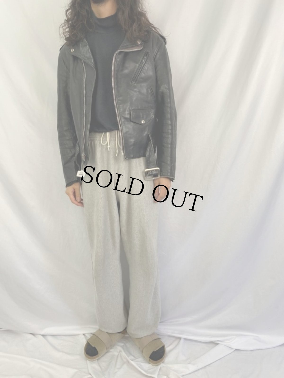 画像2: 70's Schott "PERFECTO" 牛タグ レザーダブルライダースジャケット (2)