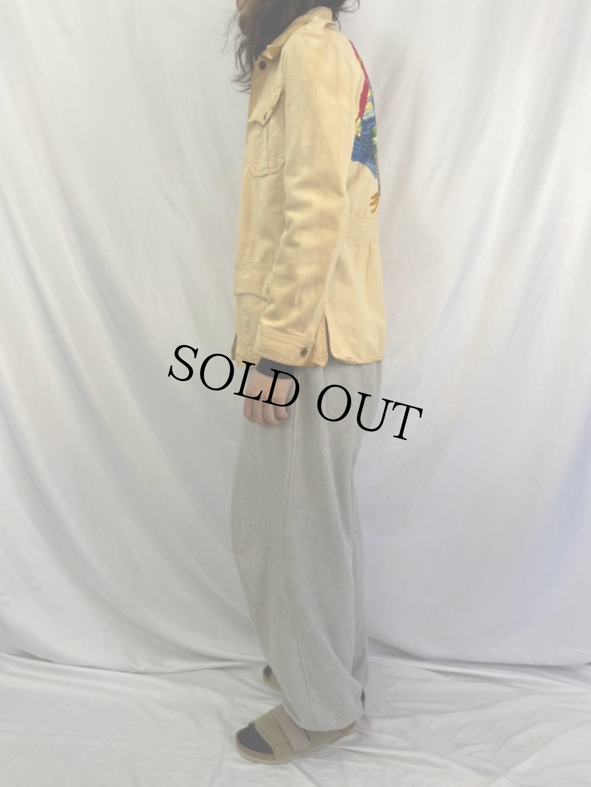 画像3: 70's STOREBRAND 鳥刺繍 エポレット付き コットンジャケット SIZE38 (3)