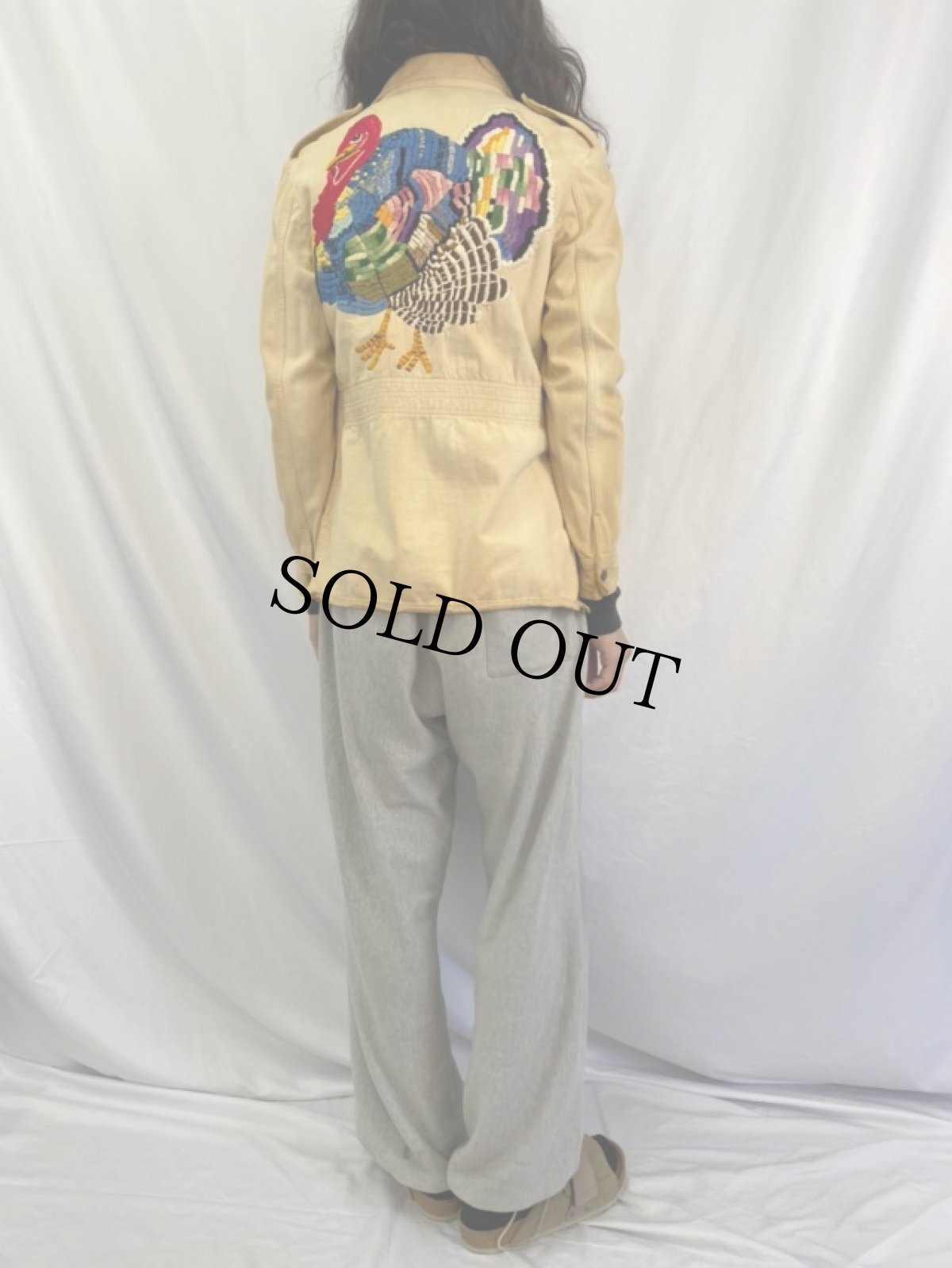 画像4: 70's STOREBRAND 鳥刺繍 エポレット付き コットンジャケット SIZE38 (4)