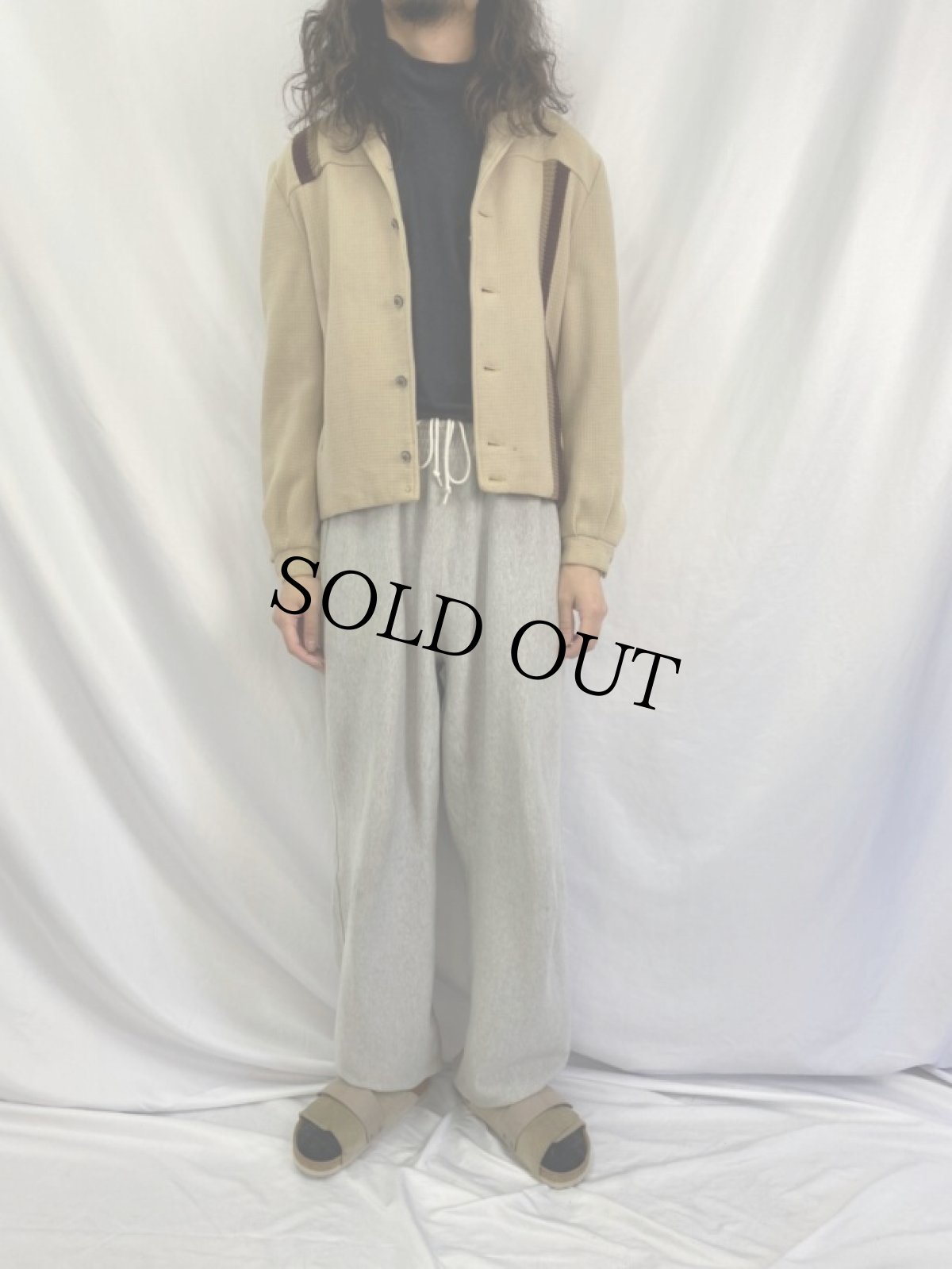 画像2: 50〜60's HARRIS&FRANK CARLIFORNIA ニット切り替え ウールスポーツジャケット 40 (2)