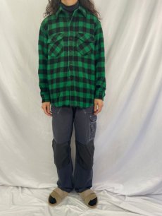 画像2: 70's Woolrich USA製 ブロックチェック柄 ウールシャツ L (2)