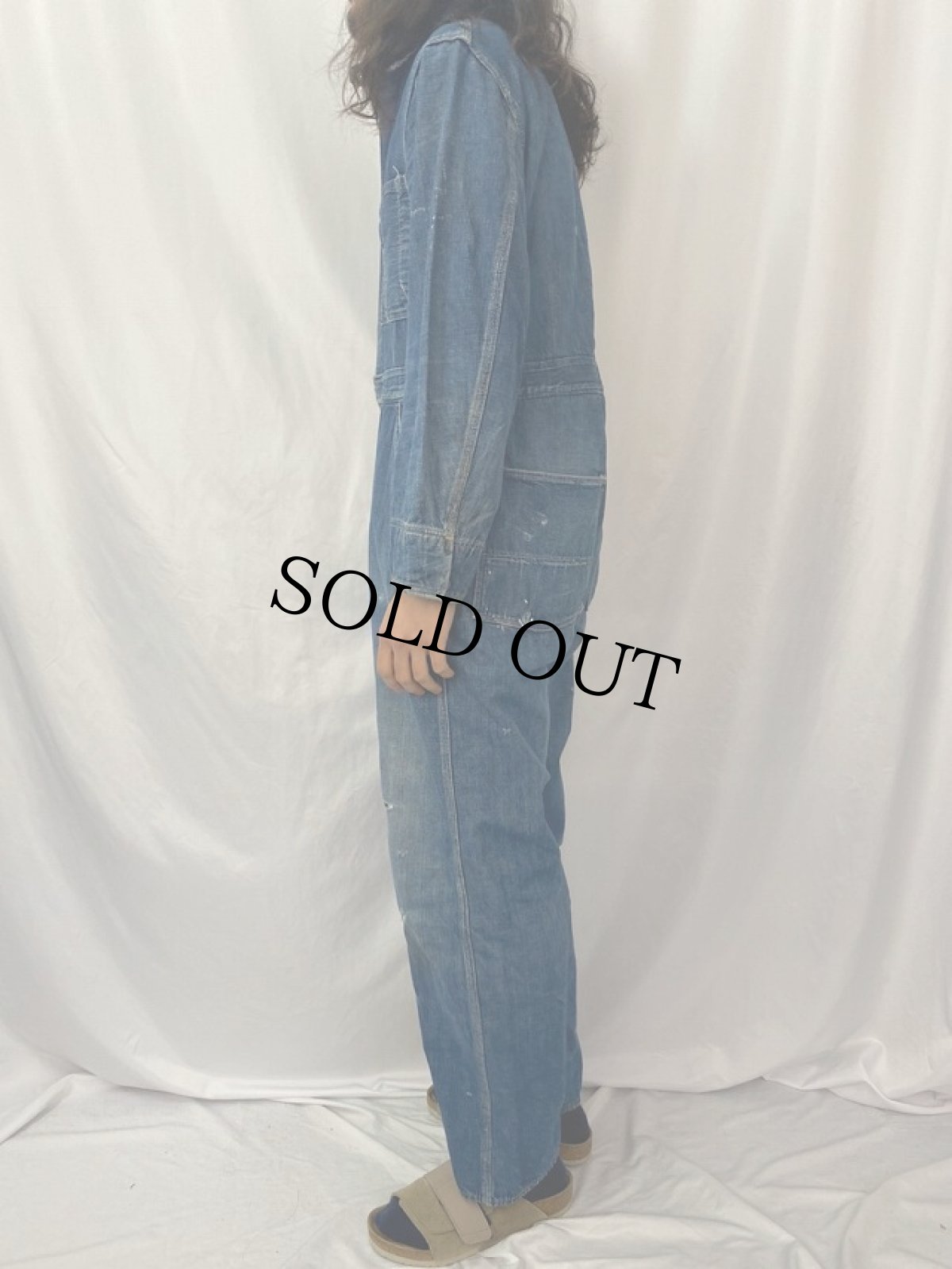 画像3: 30〜40's チンストラップ デニムオールインワン (3)