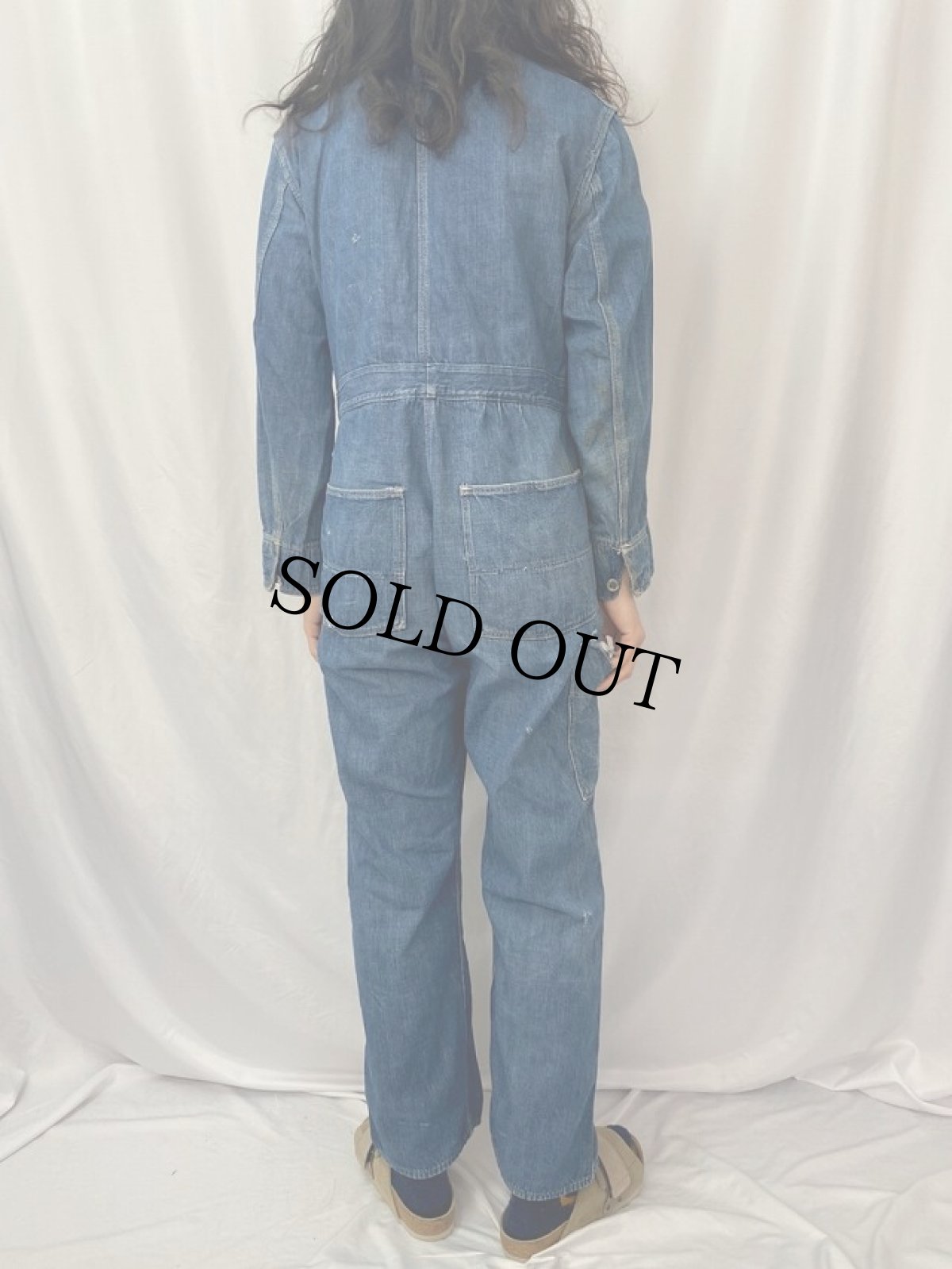 画像4: 30〜40's チンストラップ デニムオールインワン (4)