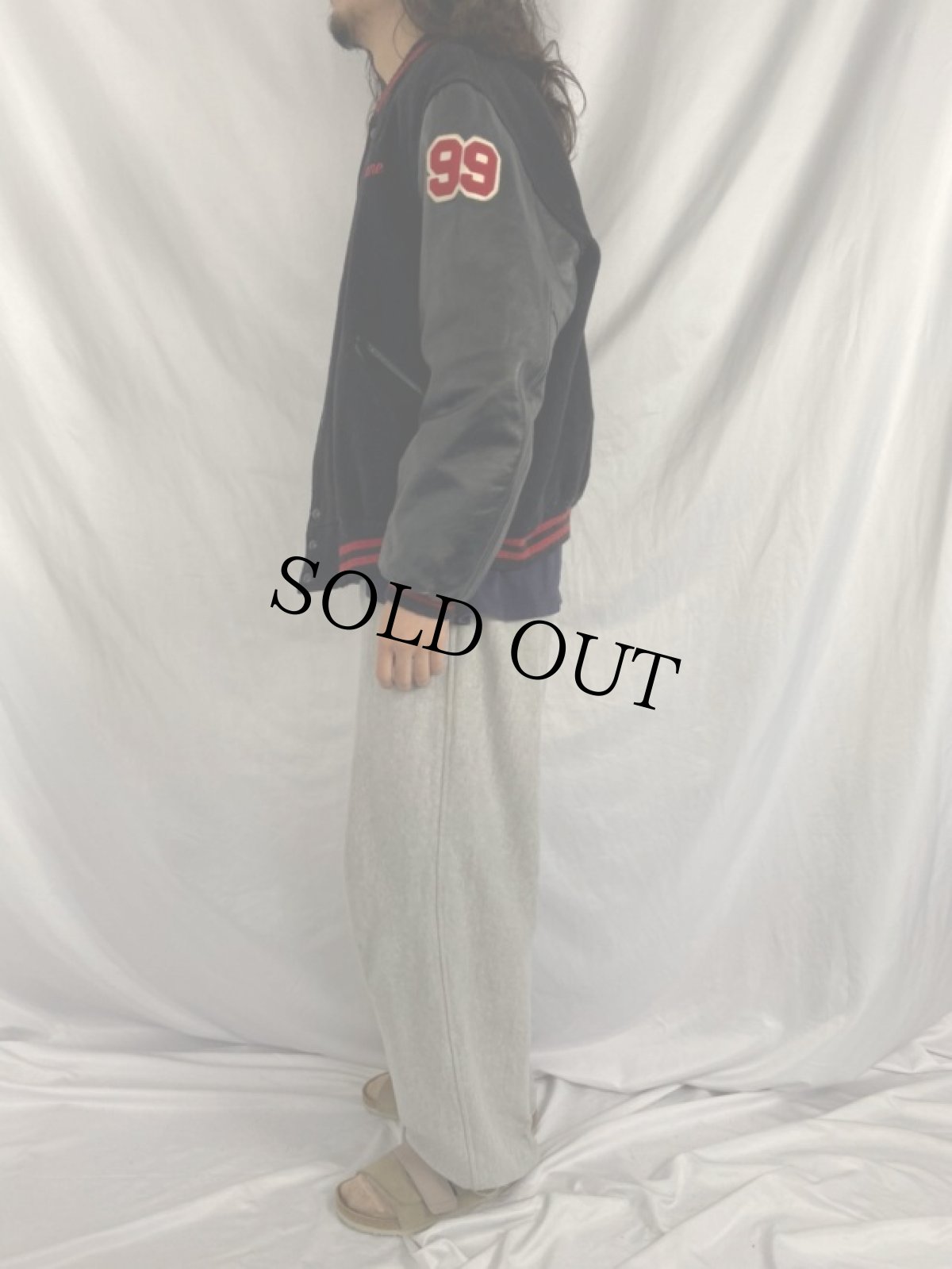 画像3: 80's USA製 "LAUREL VALLEY SILKS" ウール×レザー スタジャン (3)