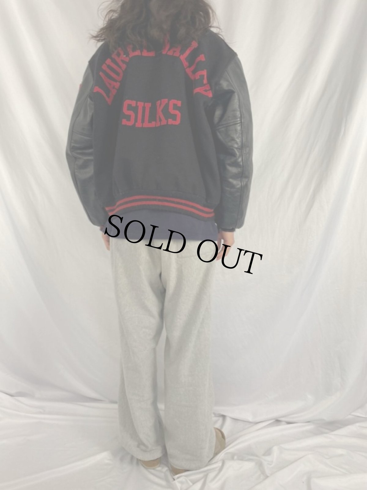 画像4: 80's USA製 "LAUREL VALLEY SILKS" ウール×レザー スタジャン (4)