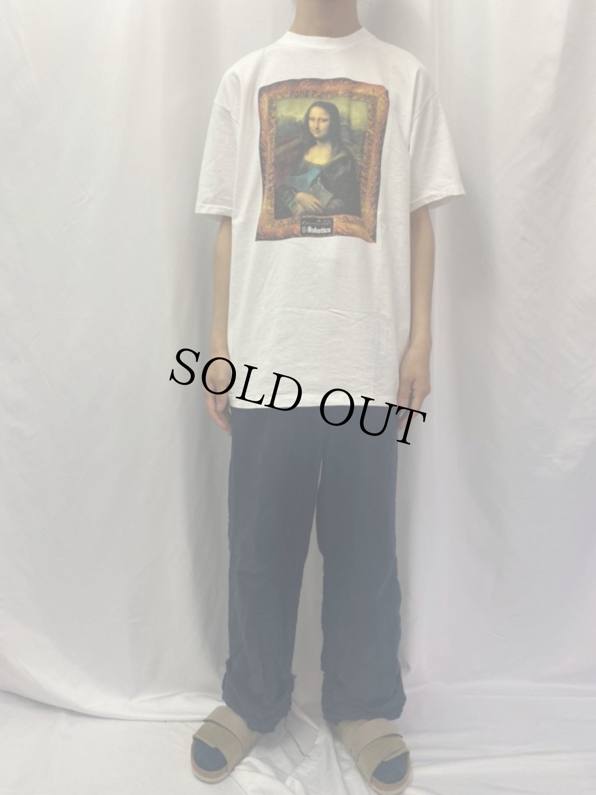画像2: 90's US Robotics "モナ・リザ" パロディアートプリントTシャツ XL (2)