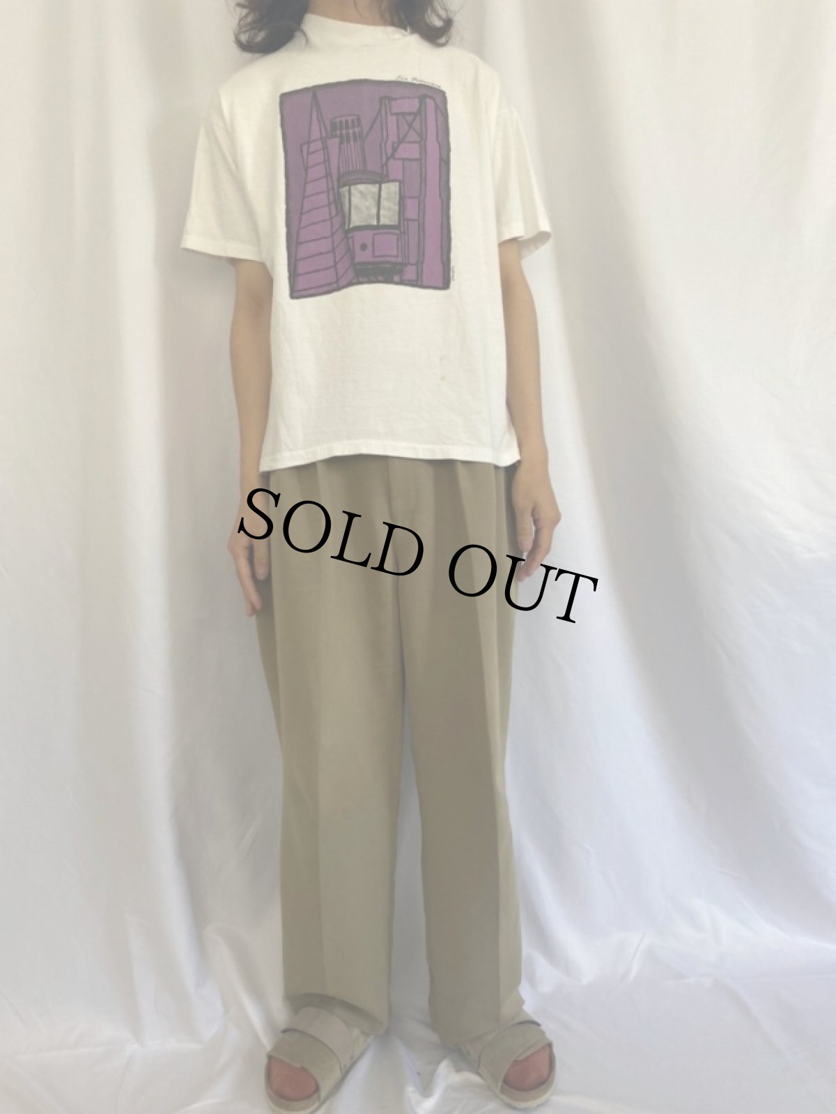 画像2: 90's USA製 アートプリントTシャツ L (2)