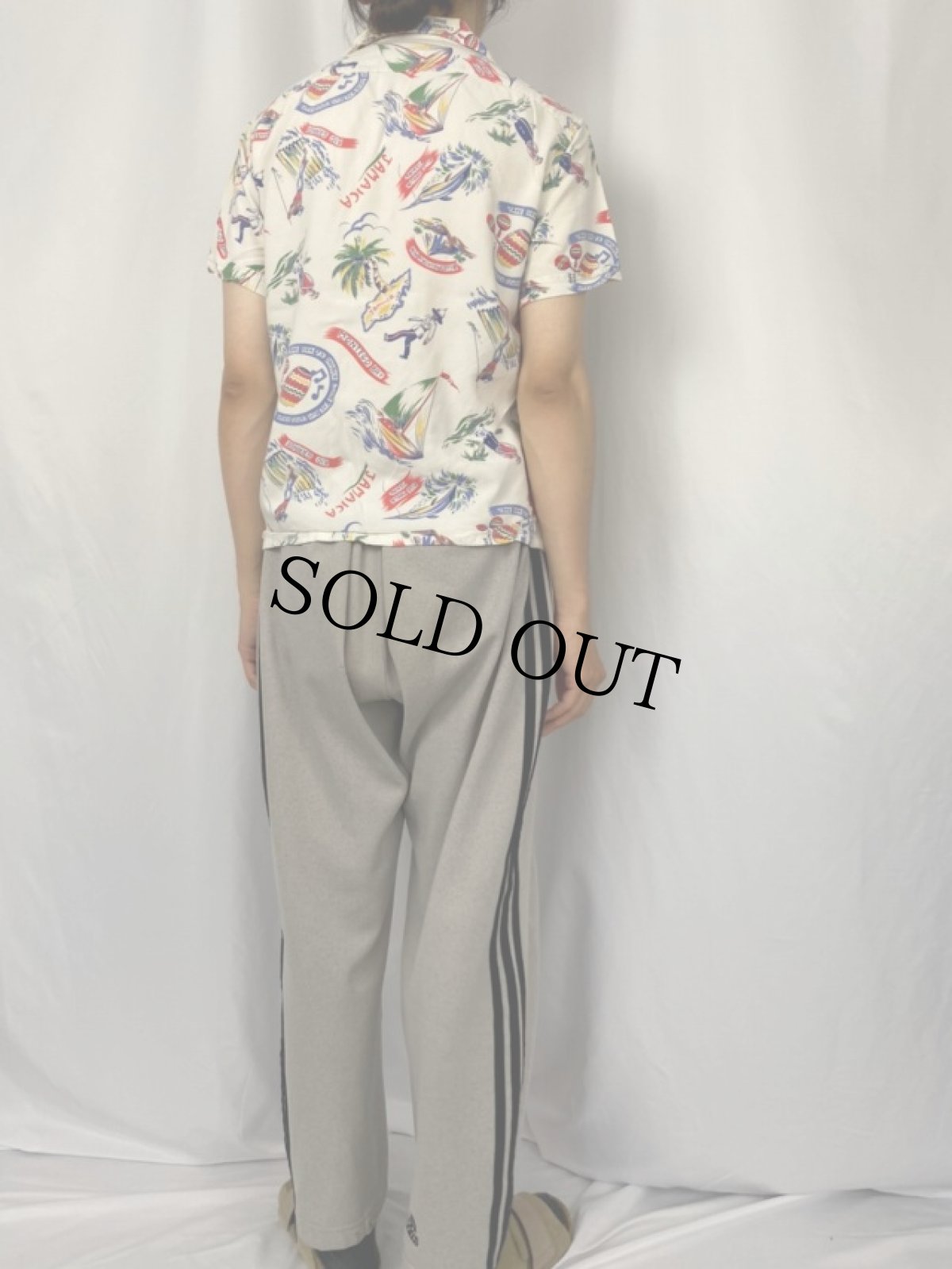 画像4: 60's Gilt Edge Sportswear "JAMAICA" オールオーバーパターン コットンレーヨンアロハシャツ M (4)