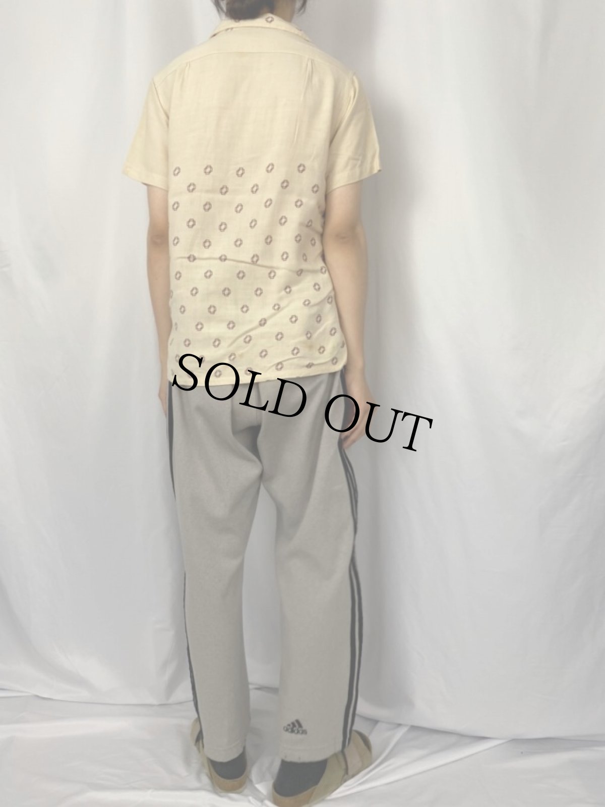 画像4: 50〜60's Shapely アトミック柄 コットンレーヨンアロハシャツ M (4)