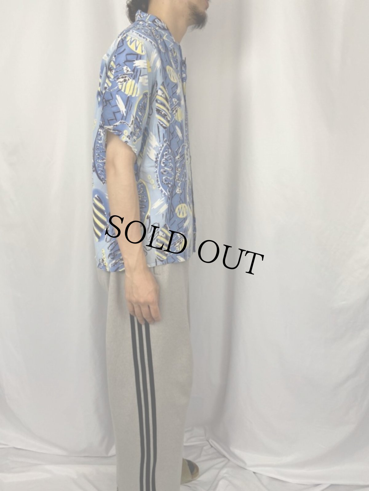 画像3: 50's Royal Hawaiian HONOLULU製 ボーダーパターン レーヨンアロハシャツ (3)