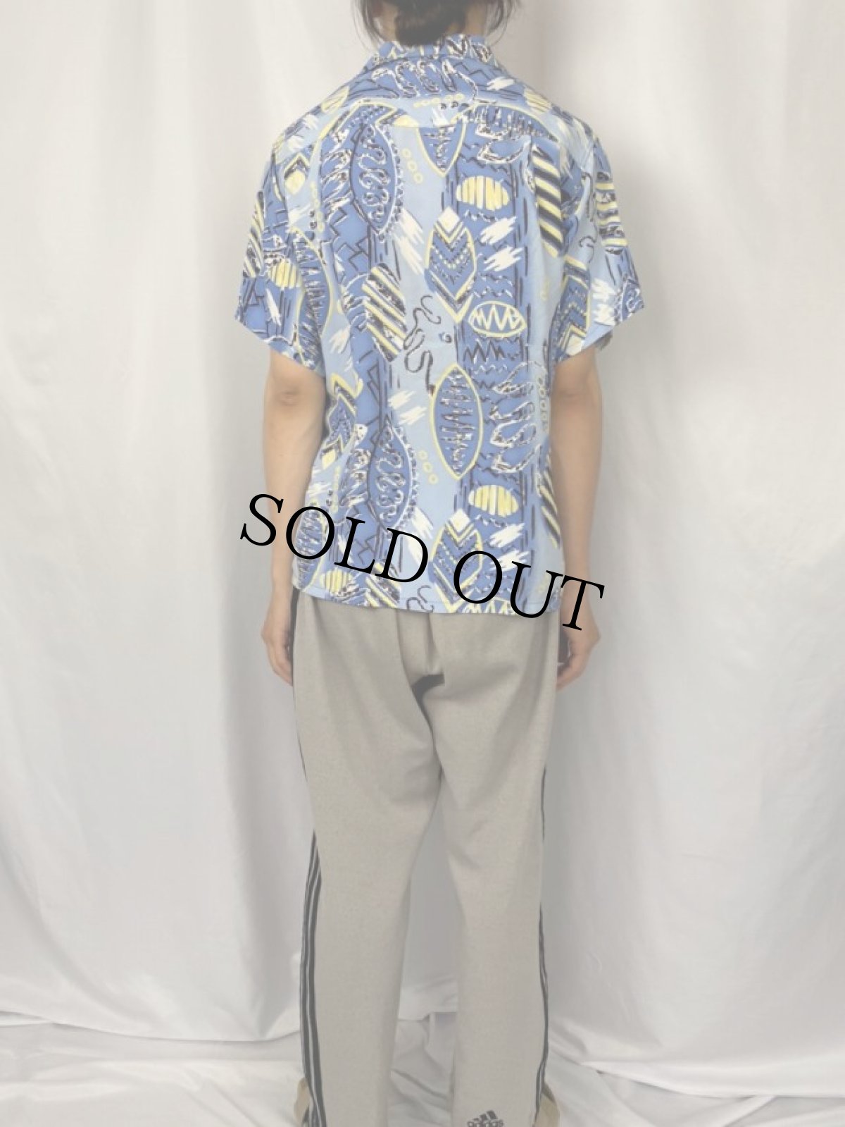 画像4: 50's Royal Hawaiian HONOLULU製 ボーダーパターン レーヨンアロハシャツ (4)