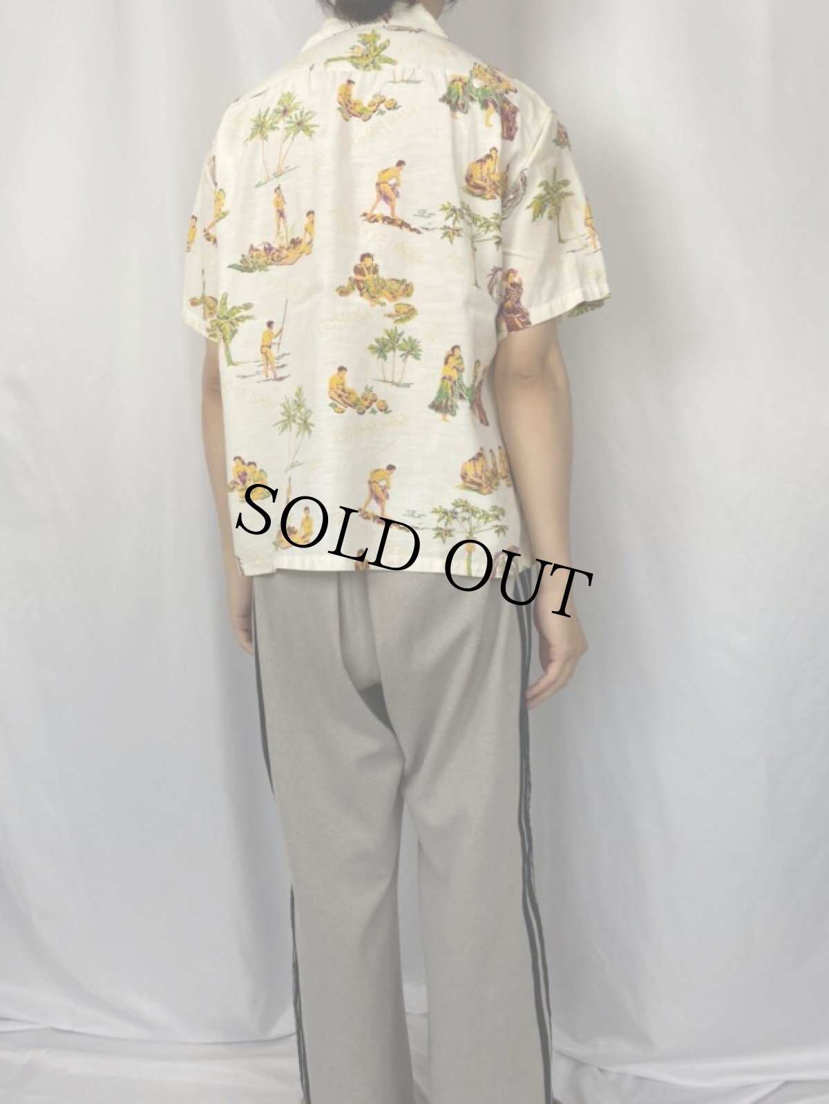 画像4: 50's Kihi Kihi Hawaii製 オールオーバーパターン アロハシャツ L (4)