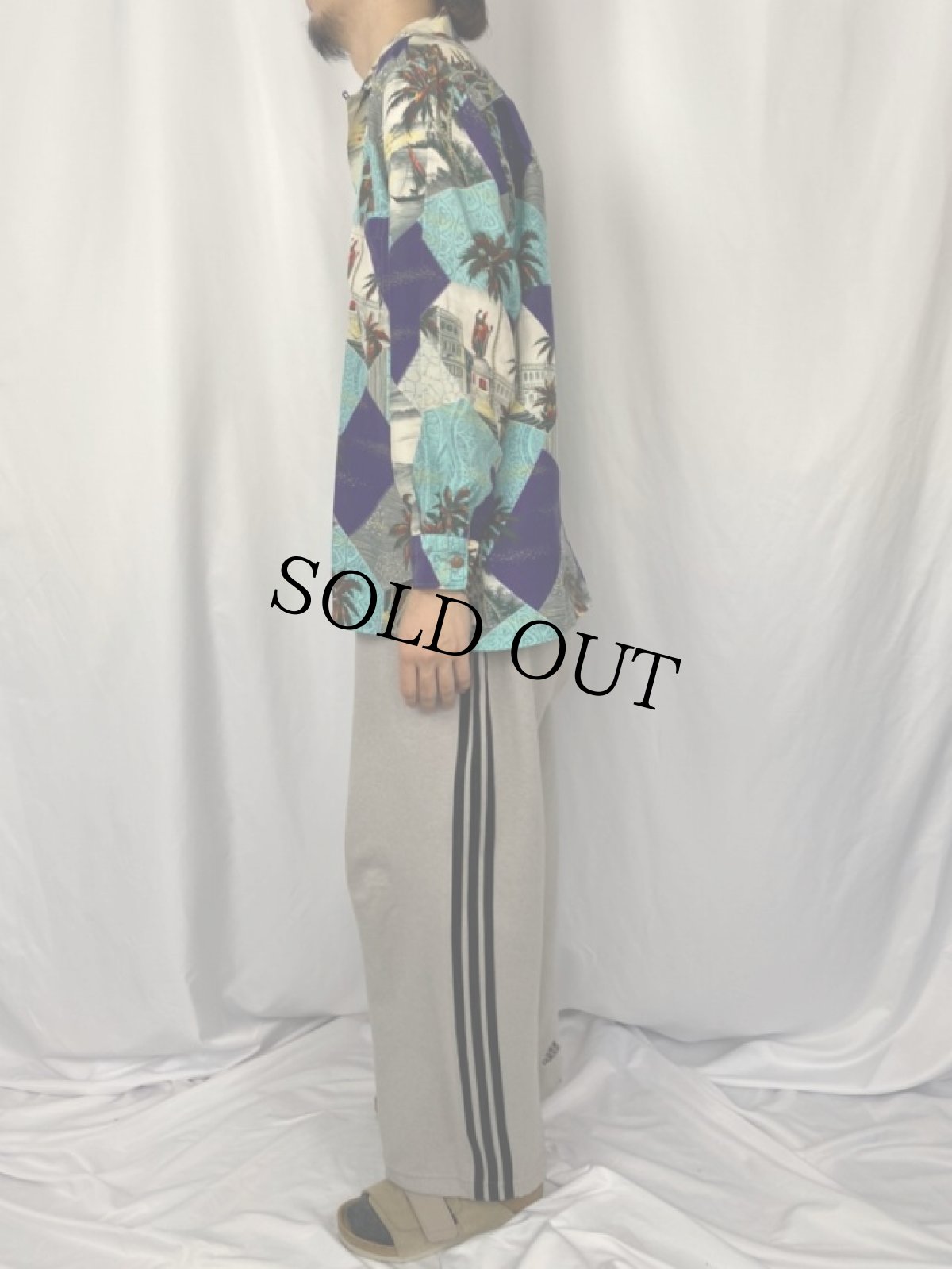 画像3: 40〜50's Lauhala Hawaii製 オールオーバーパターン シルクアロハシャツ L (3)