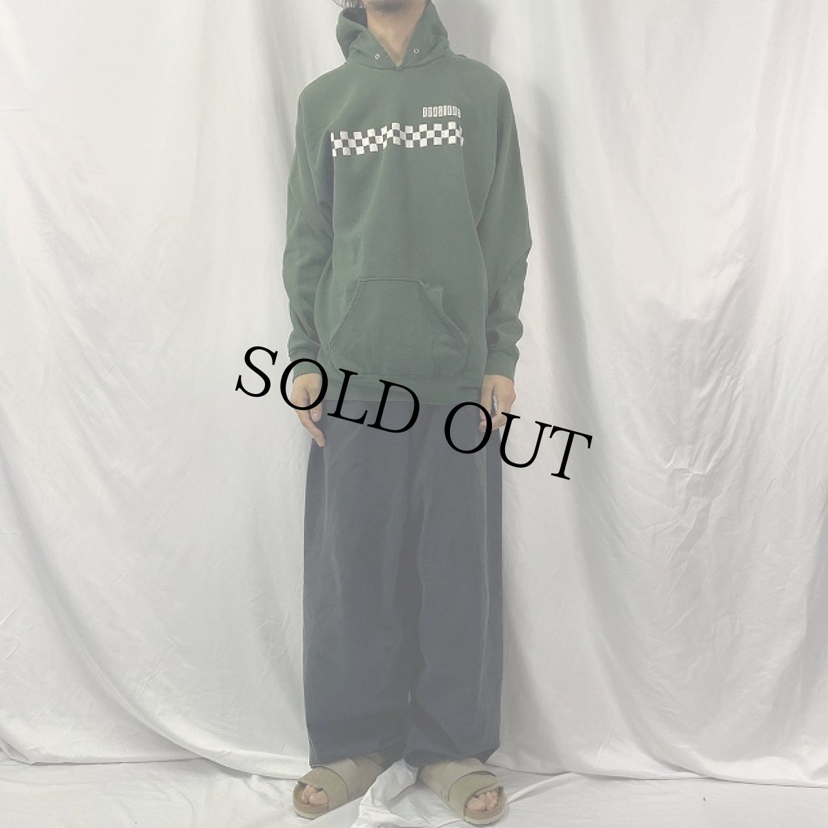 画像2: 90's TOASTERS チェッカーデザイン スカバンドスウェットフーディ XL (2)