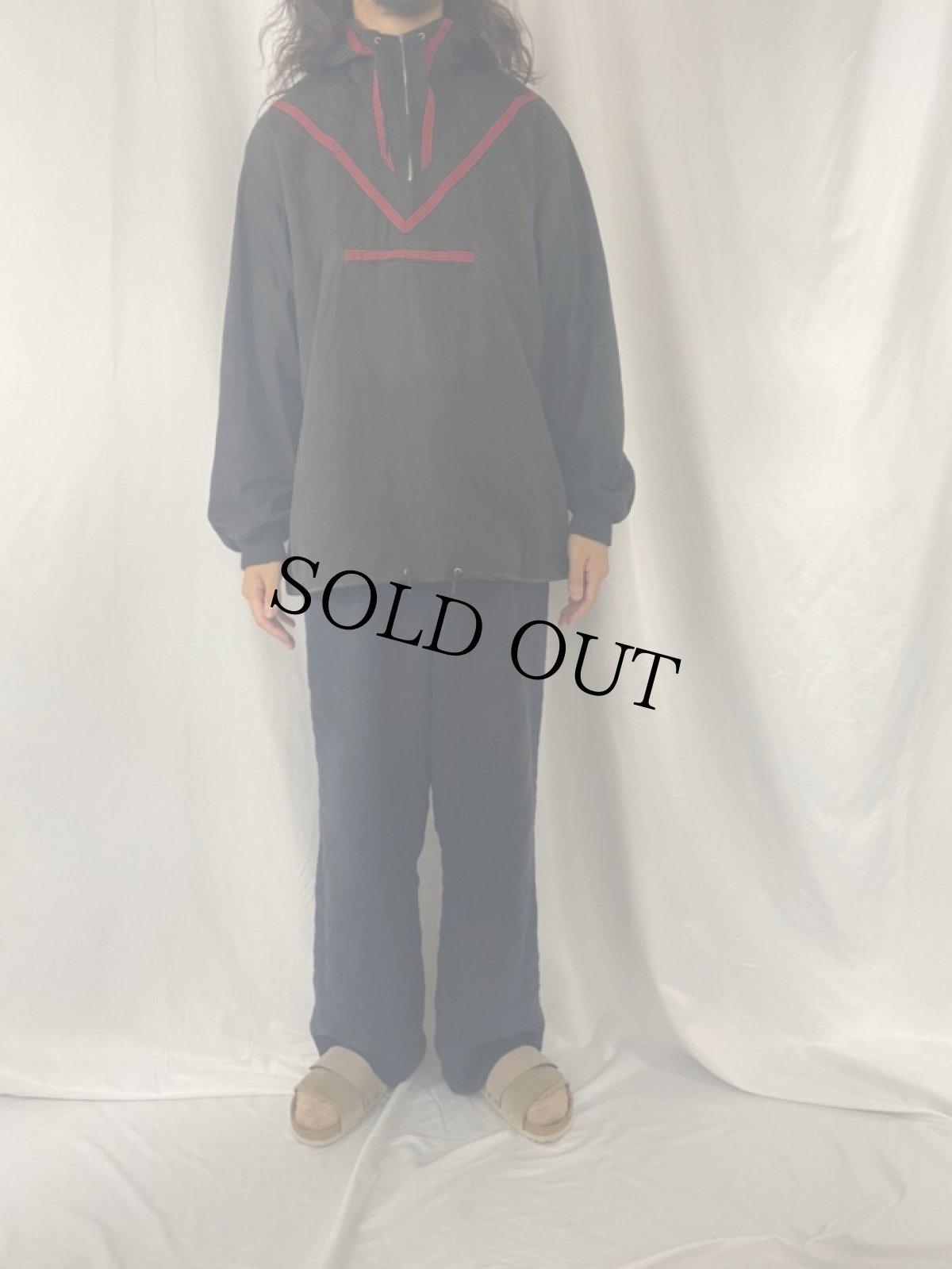 画像2: 40's ボーダーラインデザイン アノラックパーカー L (2)