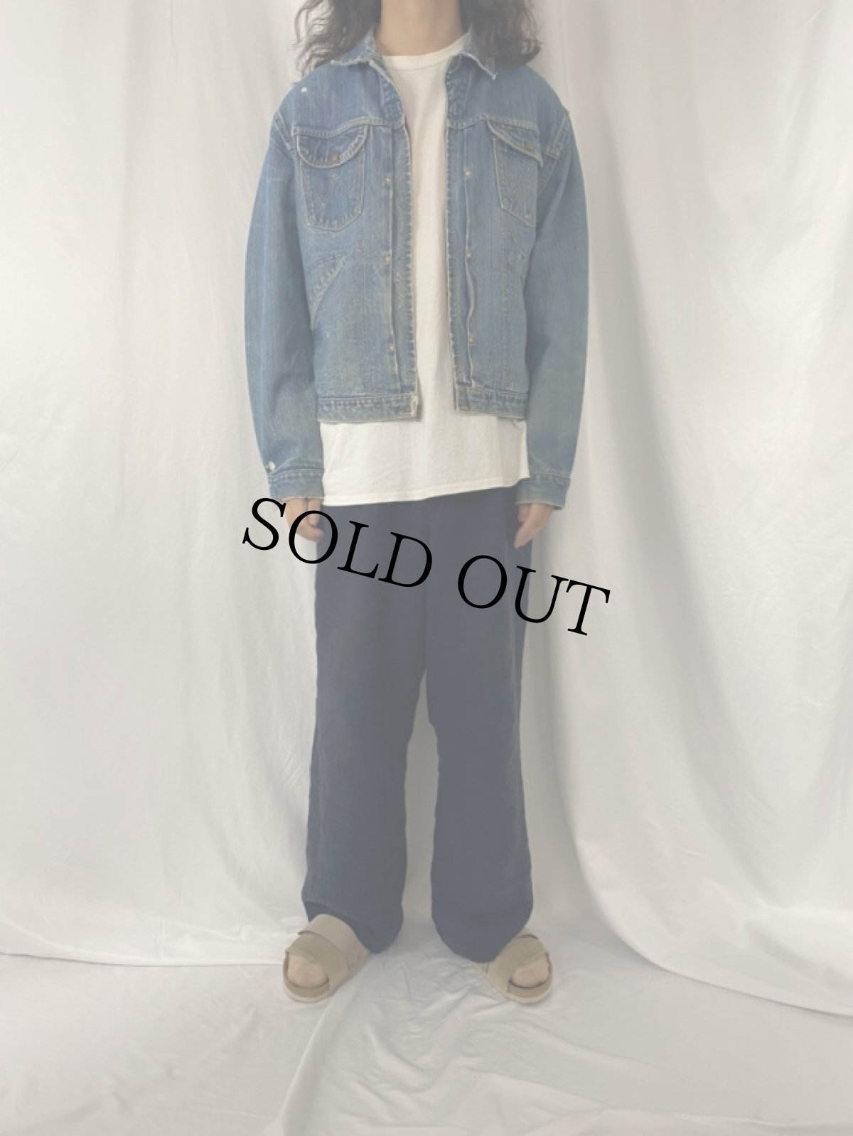 画像2: 60〜70's Wrangler 24MJZ USA製 デニムジップジャケット (2)