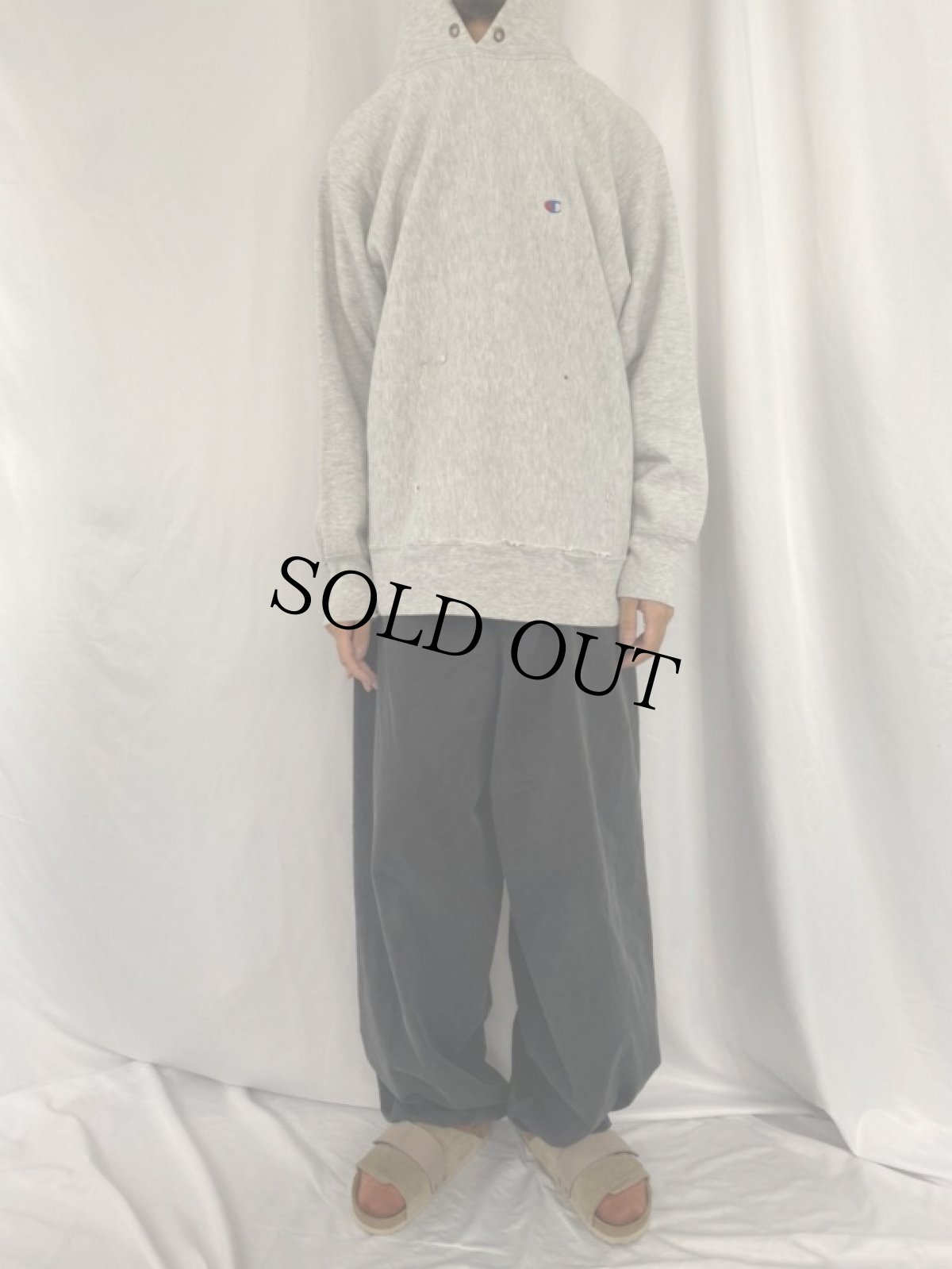 画像2: 80's Champion REVERSE WEAVE USA製 トリコタグ 目付きフーディー XL (2)