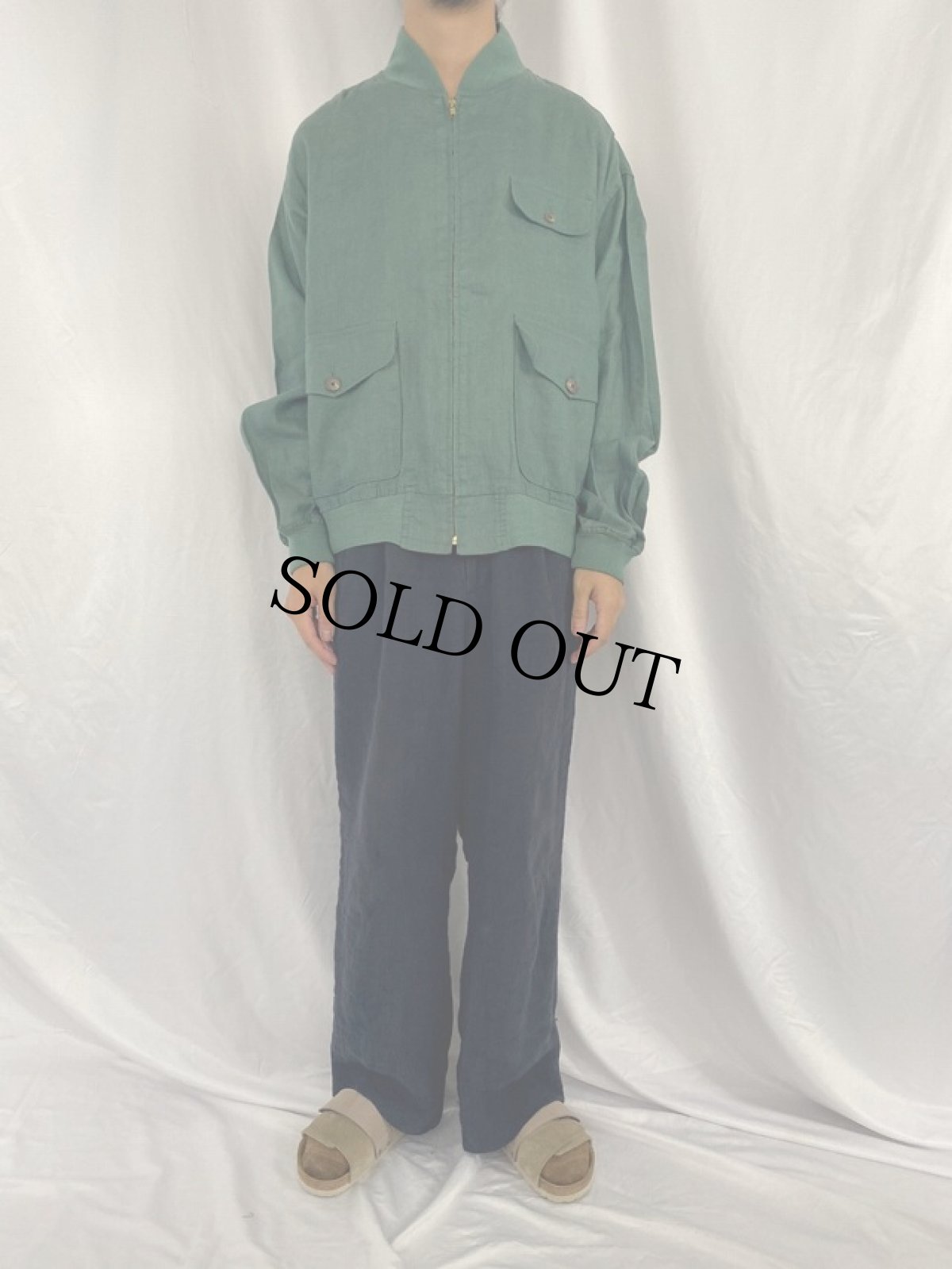 画像2: 90's POLO Ralph Lauren USA製 リネン ジップジャケット L (2)