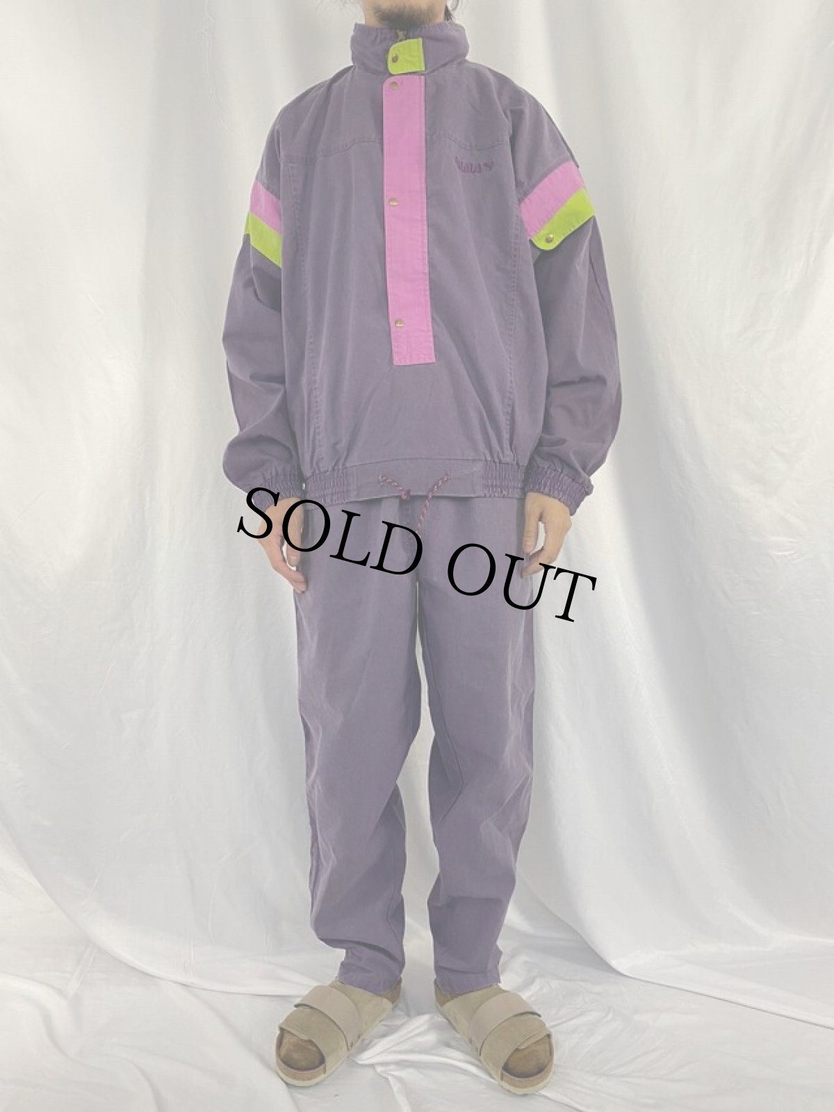 画像2: 80〜90's PUMA マルチカラー ポリエステル×コットン アノラックパーカー/パンツ SETUP L (2)