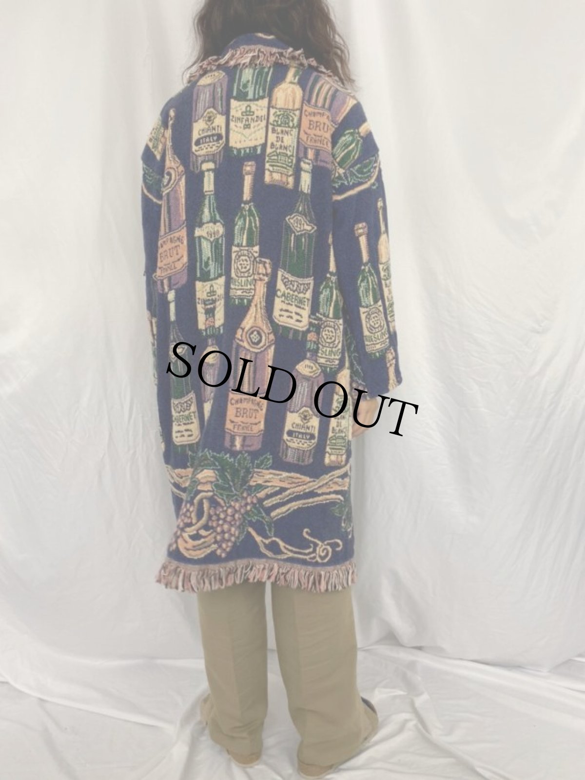 画像4: ワイン柄織り フリンジデザイン コットンラグガウン (4)