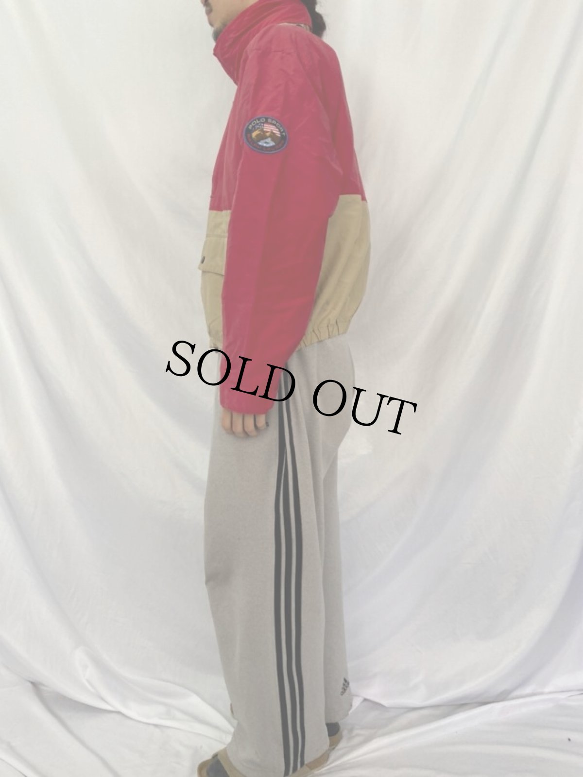 画像3: 90's POLO SPORT Ralph Lauren ロゴワッペン 2トーン コットン×ナイロンジップジャケット L (3)