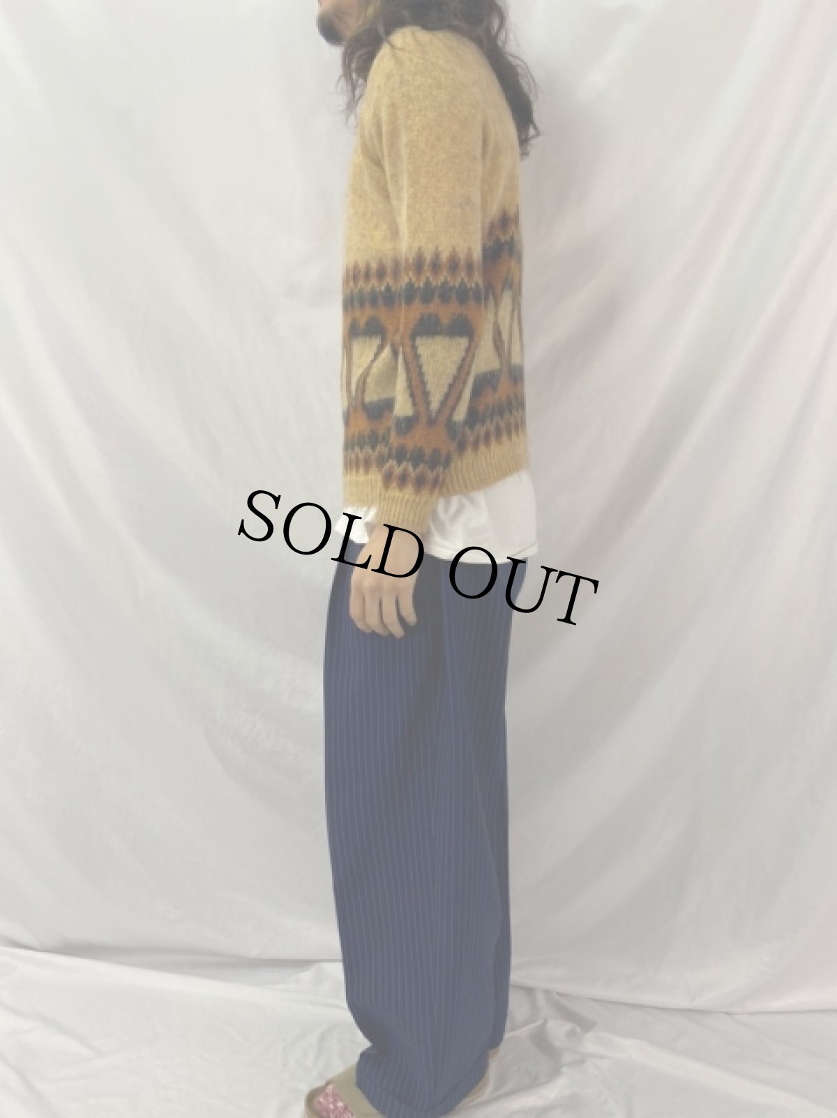 画像3: 60's LOVOBO 柄編み タートルネックモヘアニットセーター SIZE36 (3)