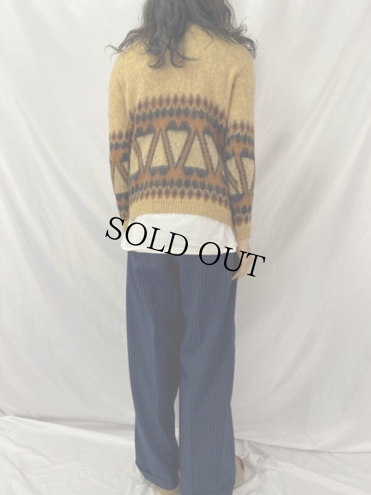 画像4: 60's LOVOBO 柄編み タートルネックモヘアニットセーター SIZE36 (4)