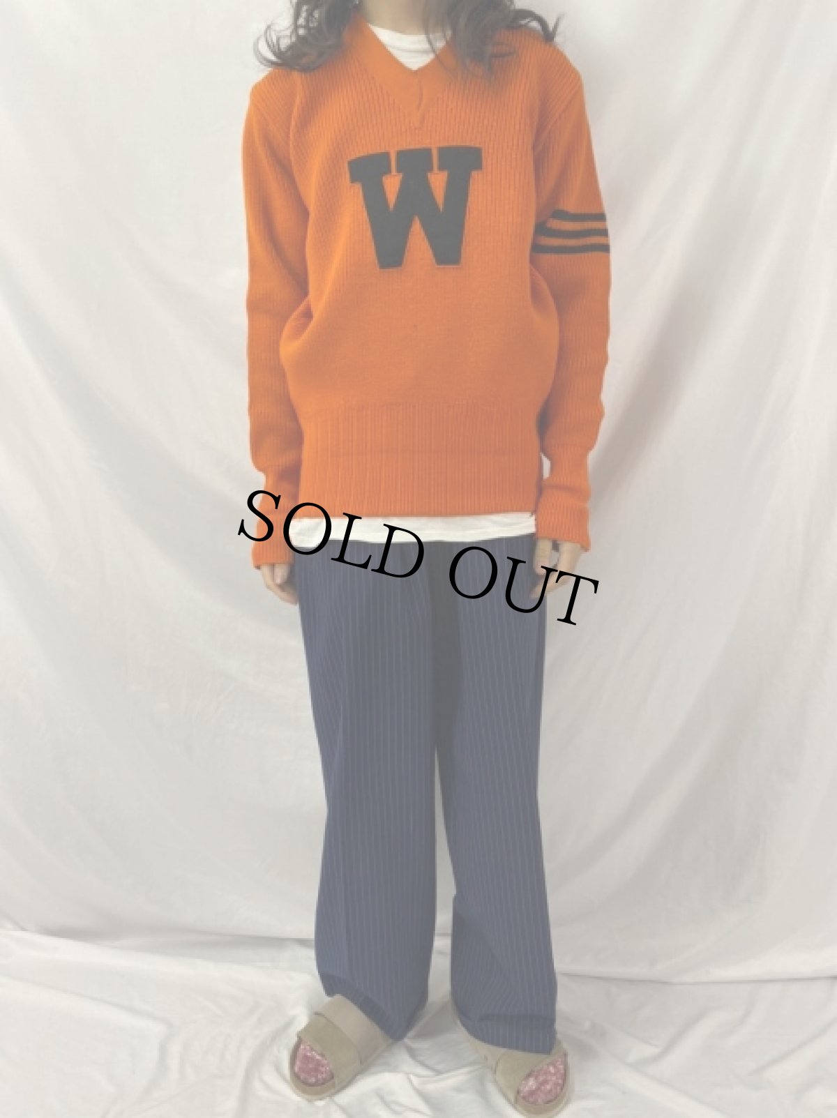 画像2: 30〜40's Fjansen Knitting Works フェルトワッペン アワードニットセーター (2)