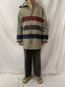 画像2: 70's WOOLRICH ボーダー柄 メルトン フードコート  (2)