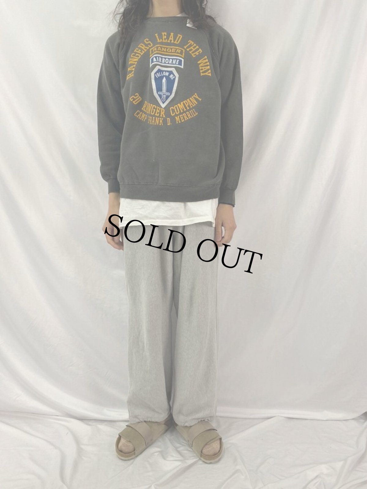 画像2: 60〜70's Vulcan "RANGER AIRBORNE" ラグランスリーブ プリントスウェット XL (2)