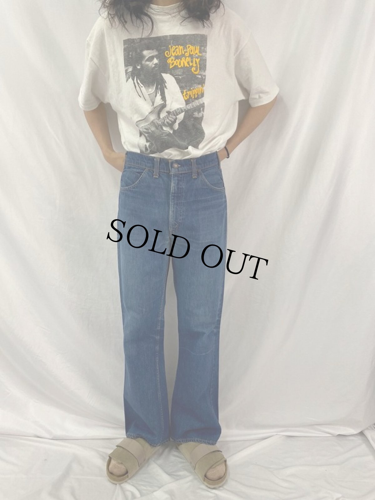 画像2: 70's LEVI'S 646 BIGE ベルボトム デニムパンツ W34 (2)