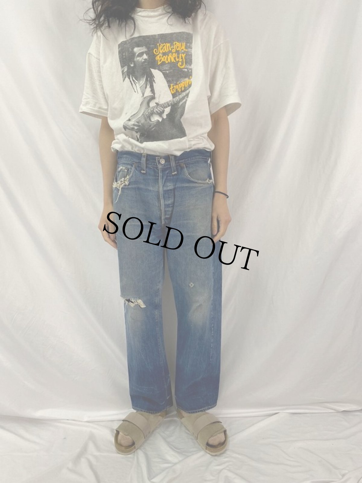 画像2: 60〜70's LEVI'S 501 BIGE デニムパンツ W34 (2)